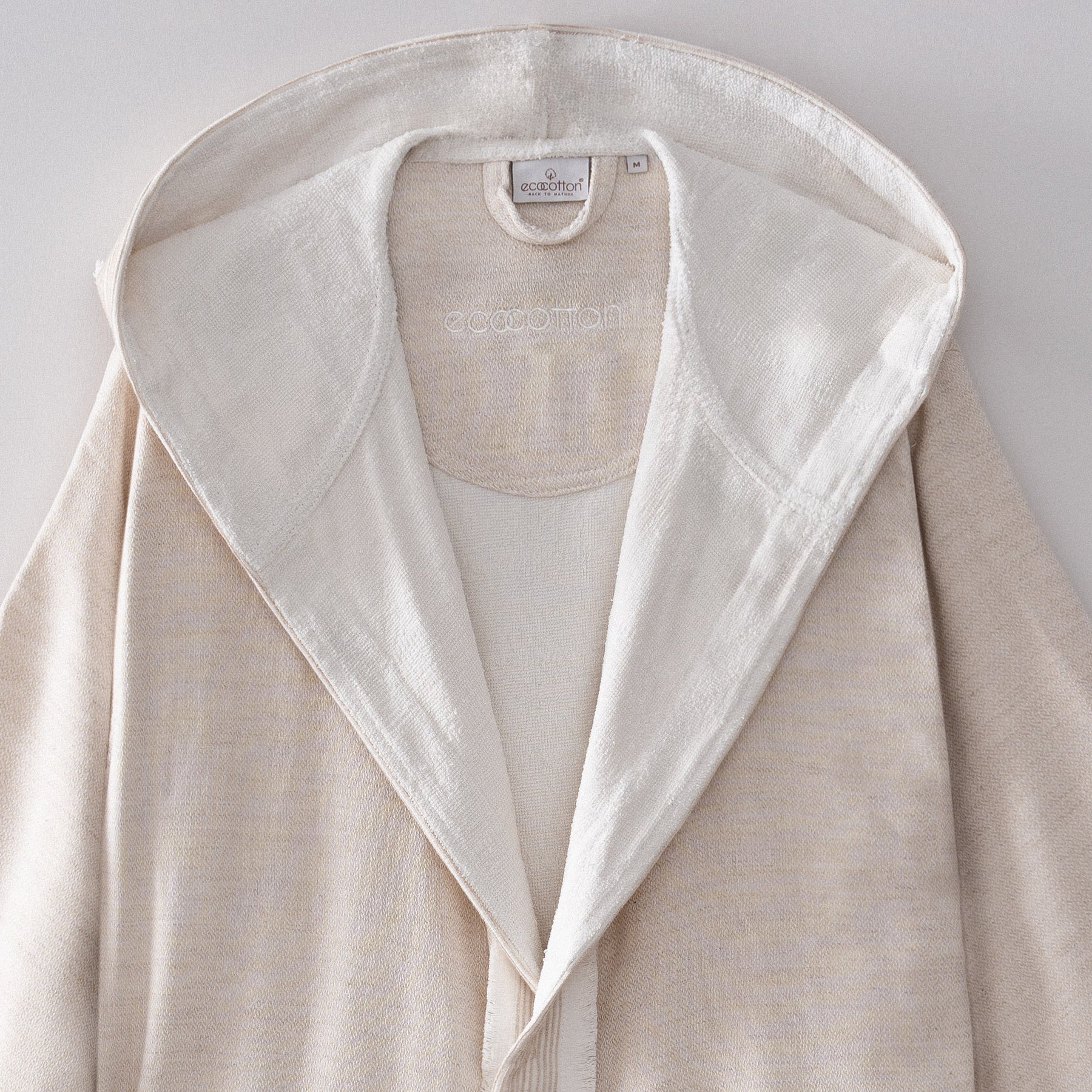 Hasna Organic Turkish Cotton Linen Men's Bathrobe Beige