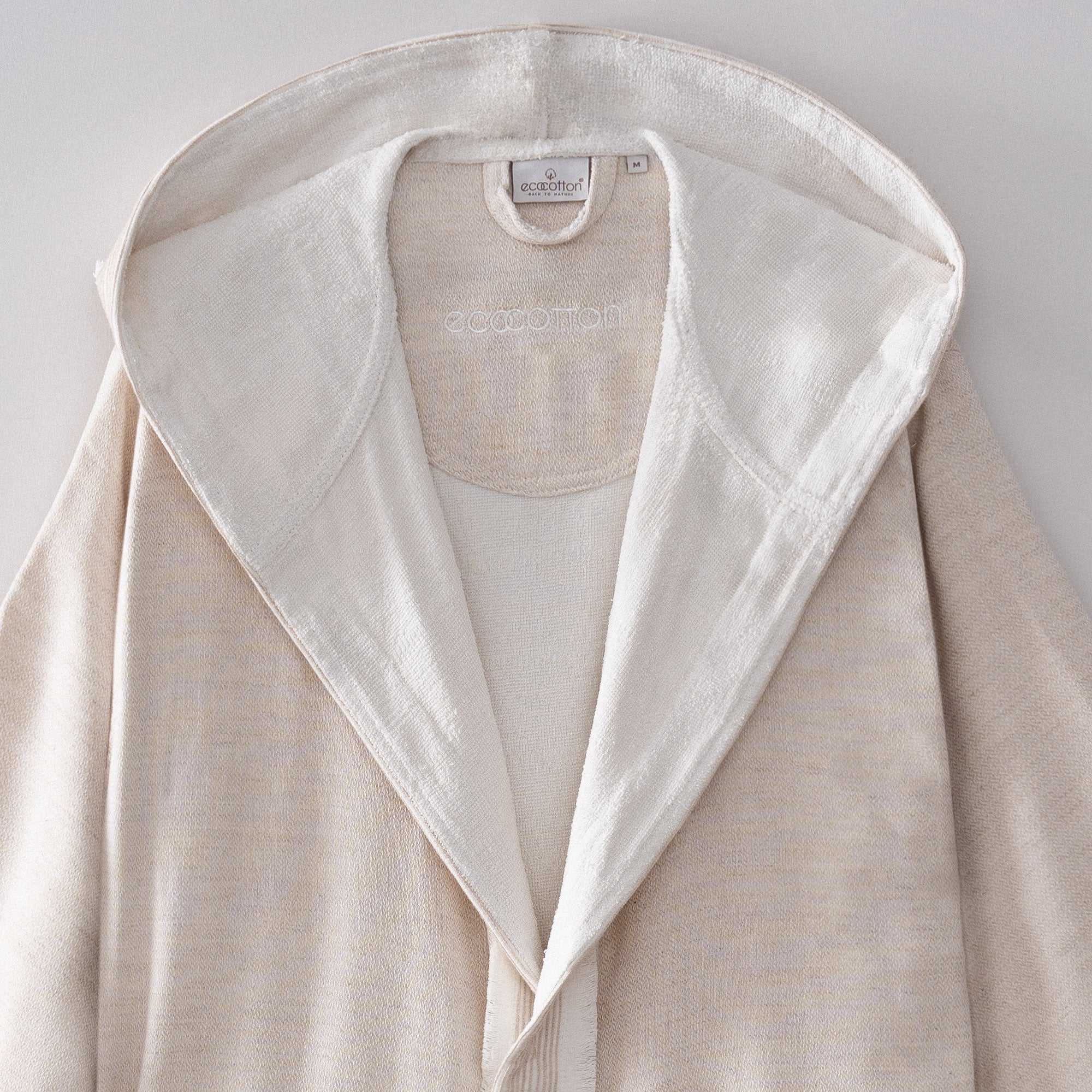 Hasna Organic Turkish Cotton Linen Men's Bathrobe Beige