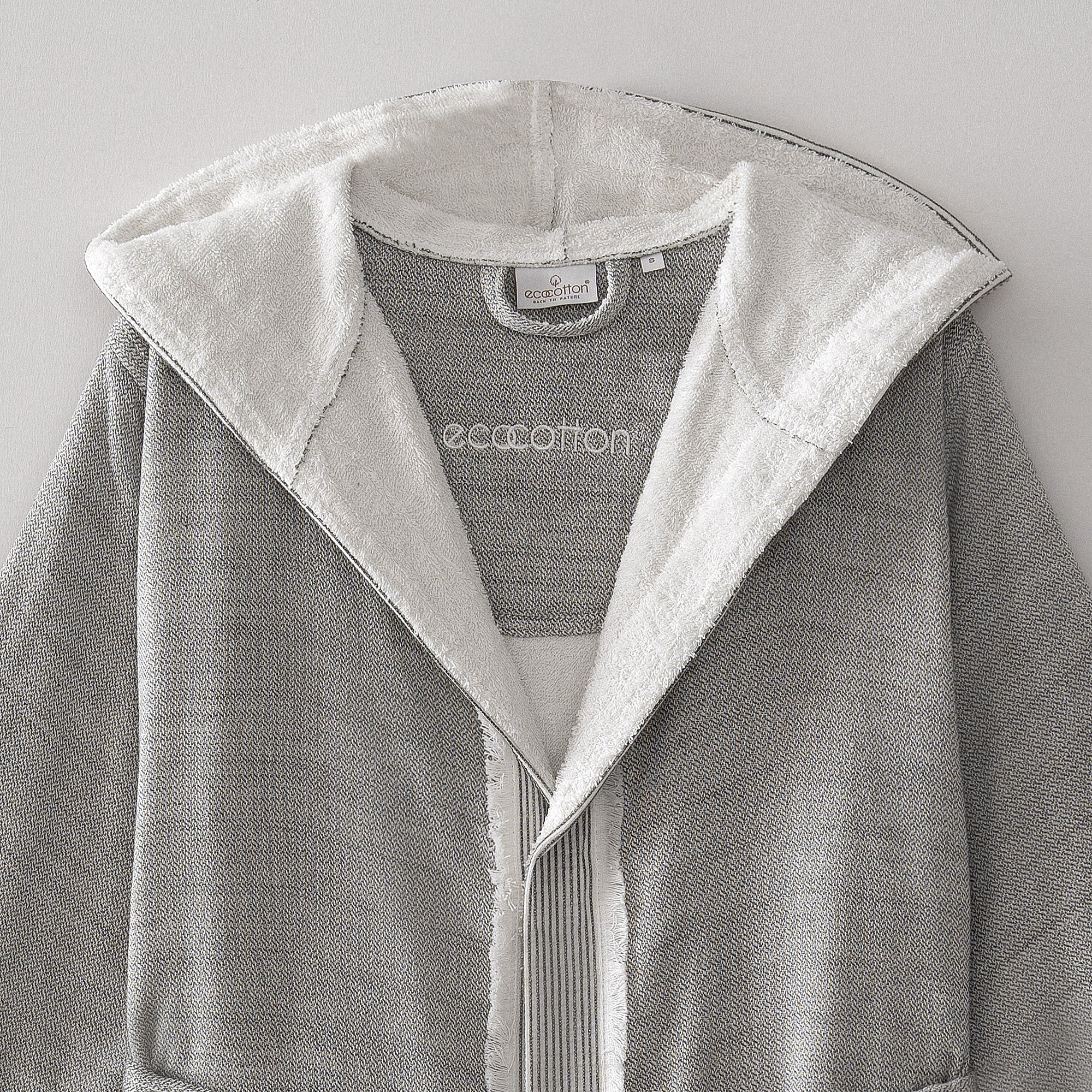 Hasna Organic Turkish Cotton Linen Women's Bathrobe Anthracite