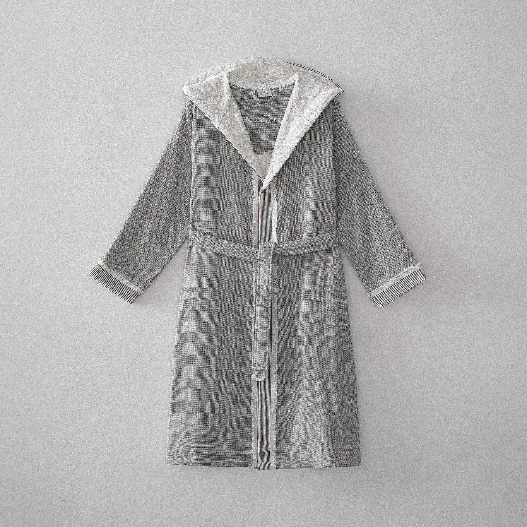 Hasna Organic Turkish Cotton Linen Women's Bathrobe Anthracite