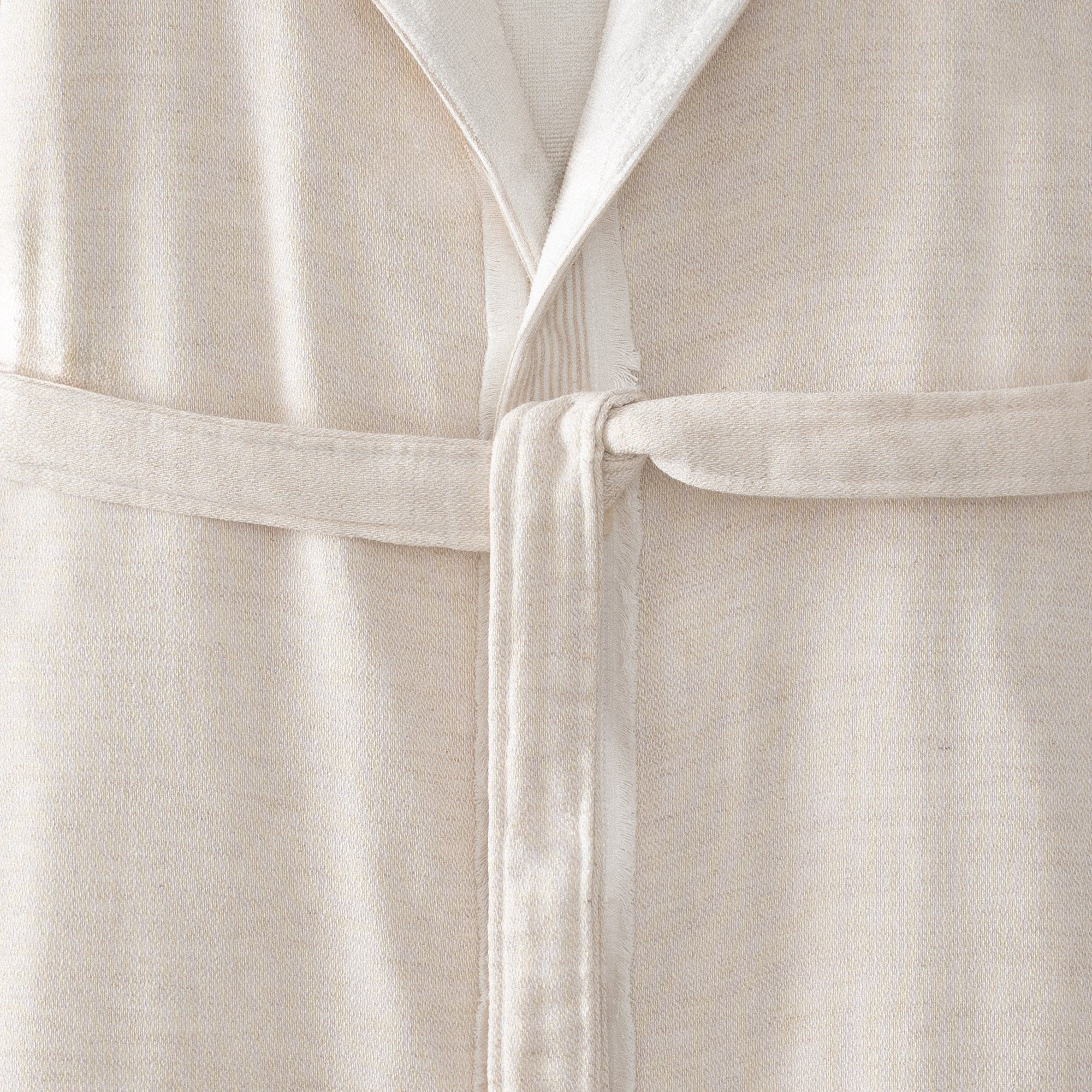 Hasna Organic Turkish Cotton Linen Women's Bathrobe Beige
