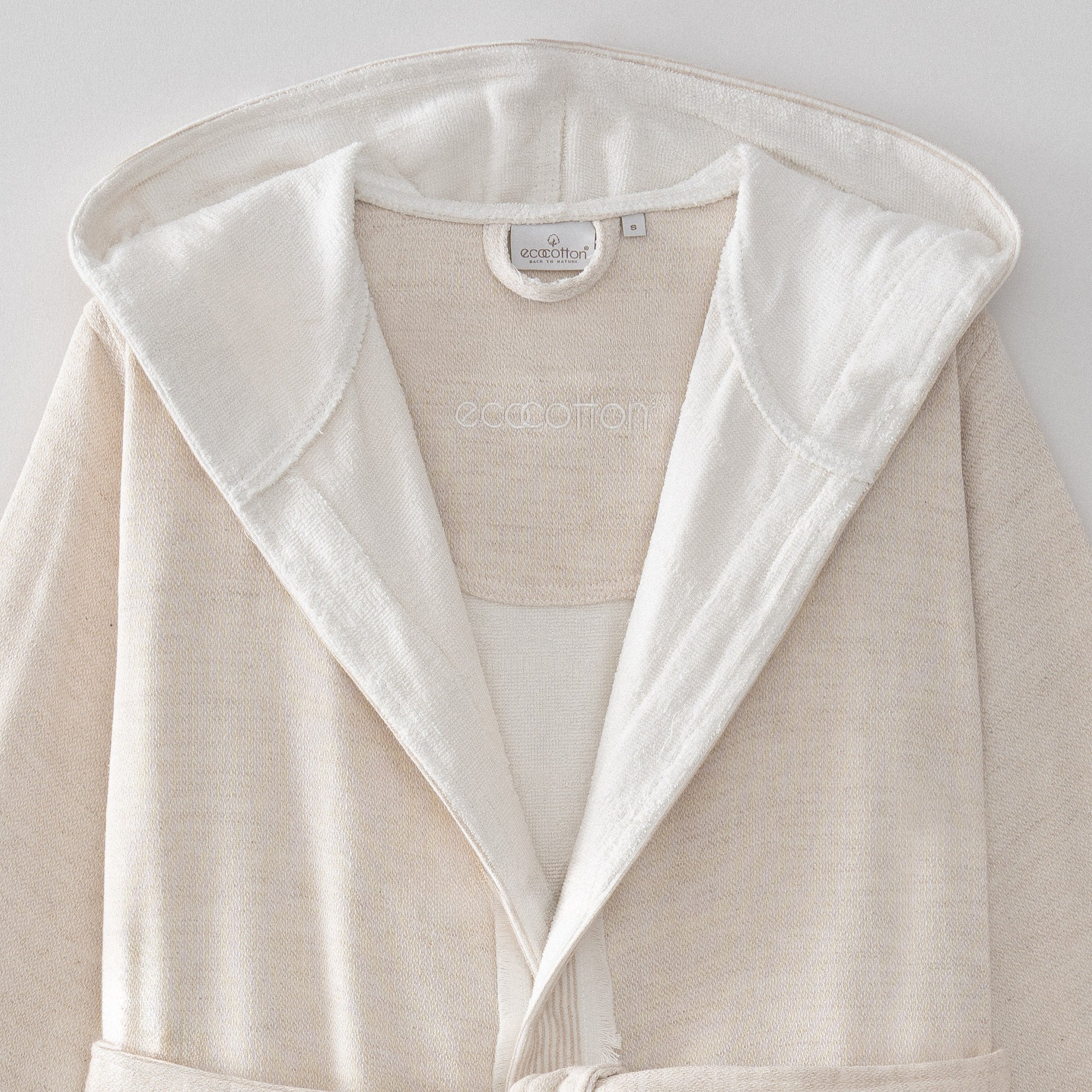 Hasna Organic Turkish Cotton Linen Women's Bathrobe Beige