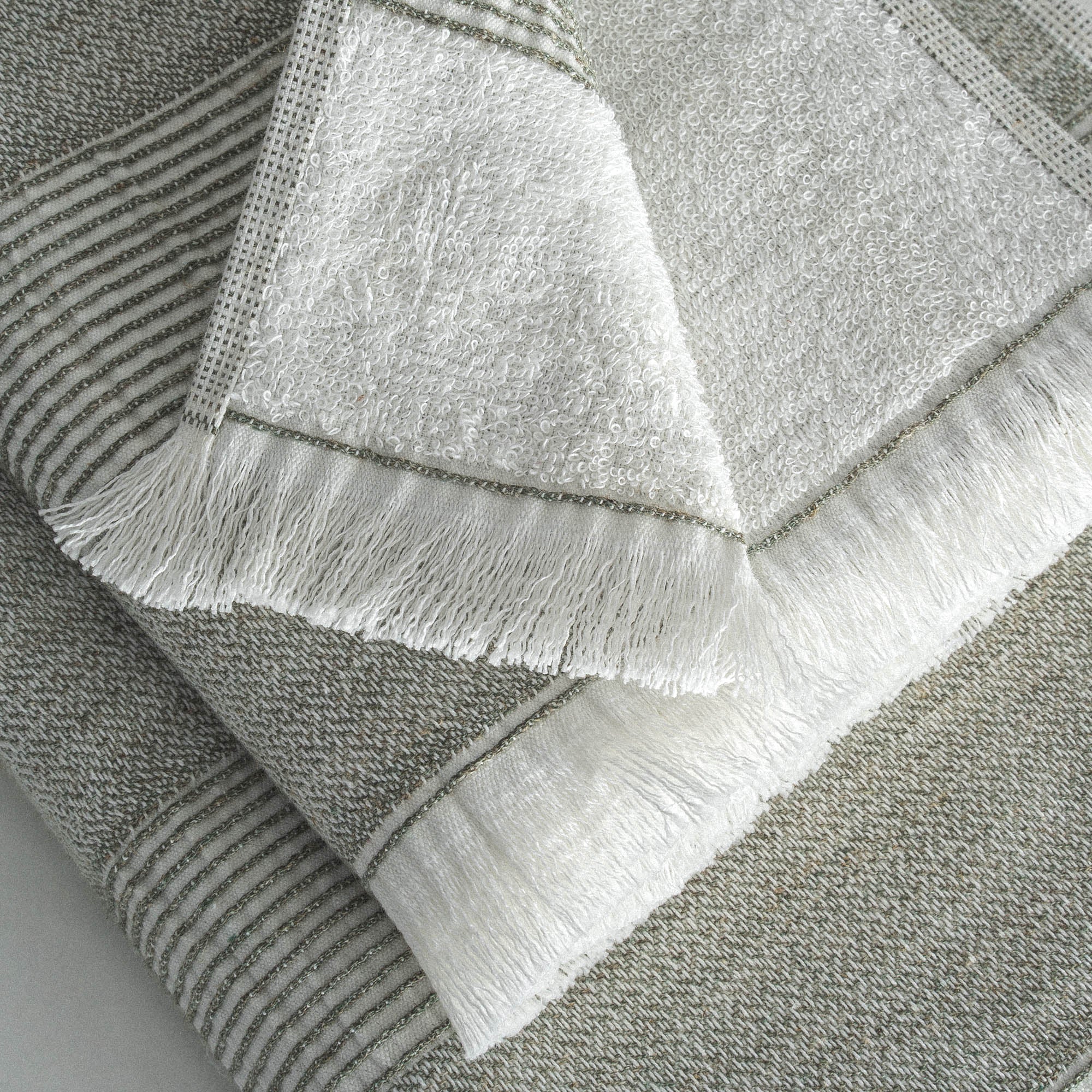 Hasna Organic Turkish Cotton Linen Bath Towel Set of 6 Khaki