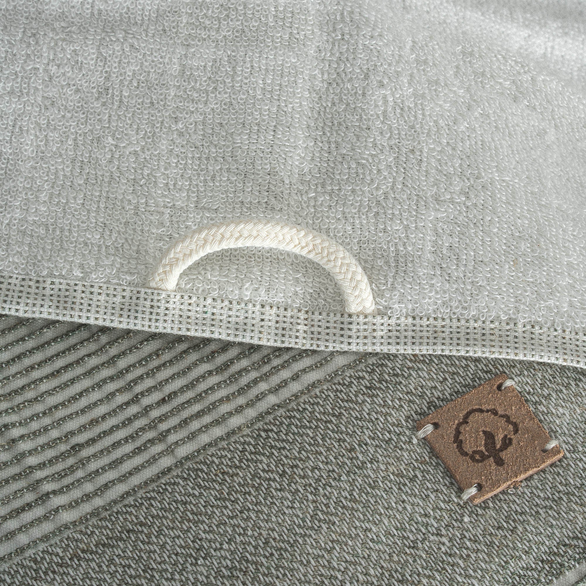 Hasna Organic Cotton Linen Bath Towel Set of 3 Khaki