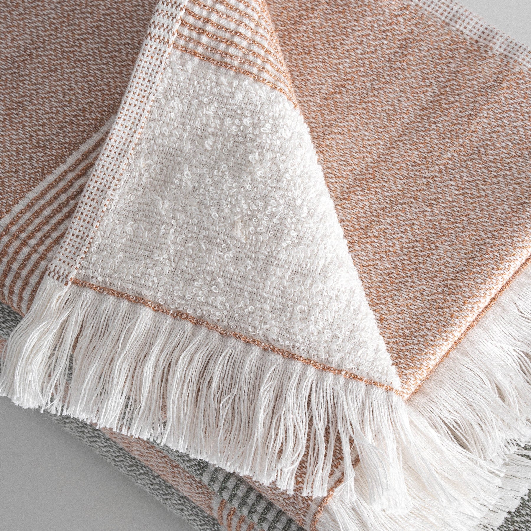 Hasna Organic Turkish Cotton Linen Hand Towel Set of 8 Terra-Khaki