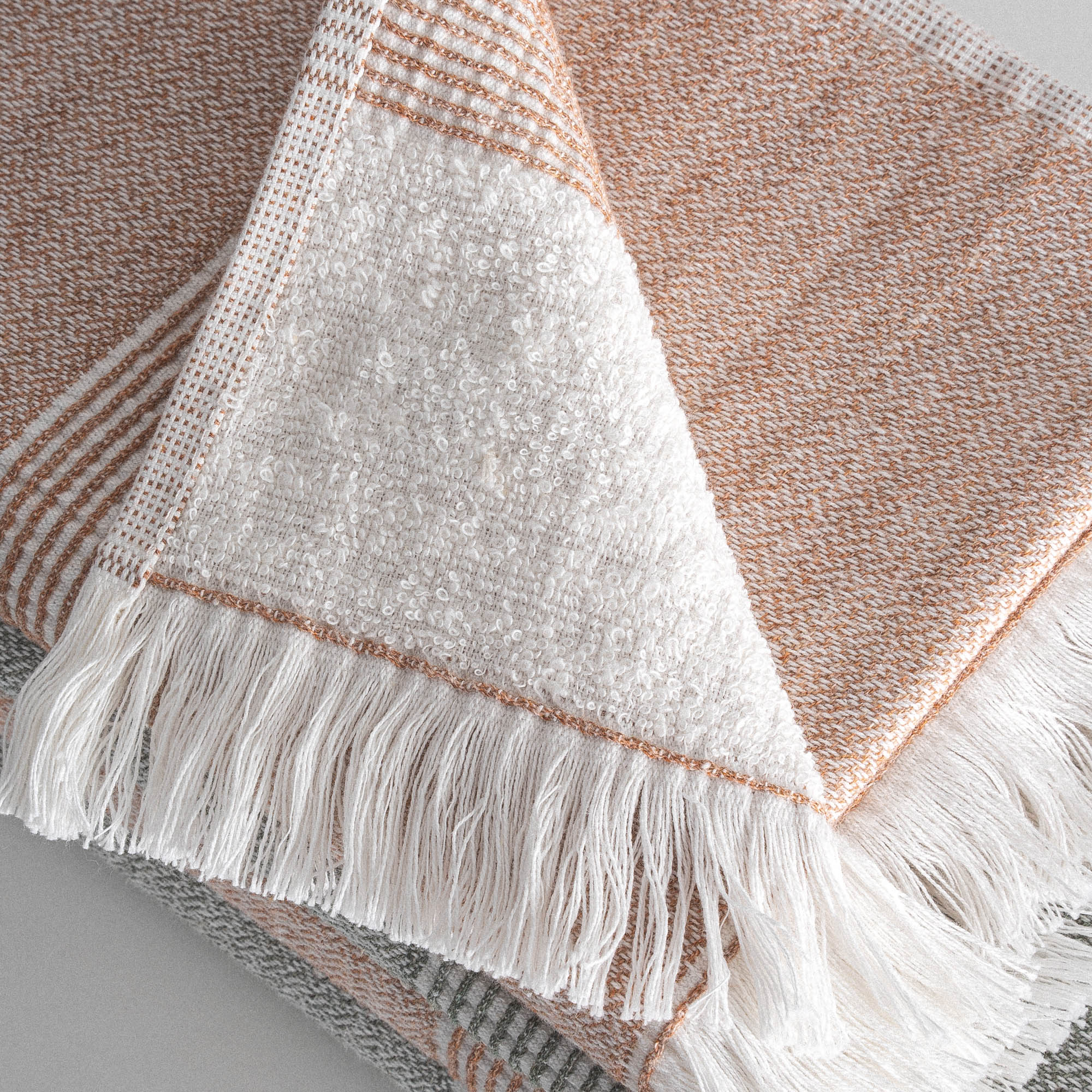 Hasna Organic Turkish Cotton Linen Hand Towel Set of 8 Terra-Khaki