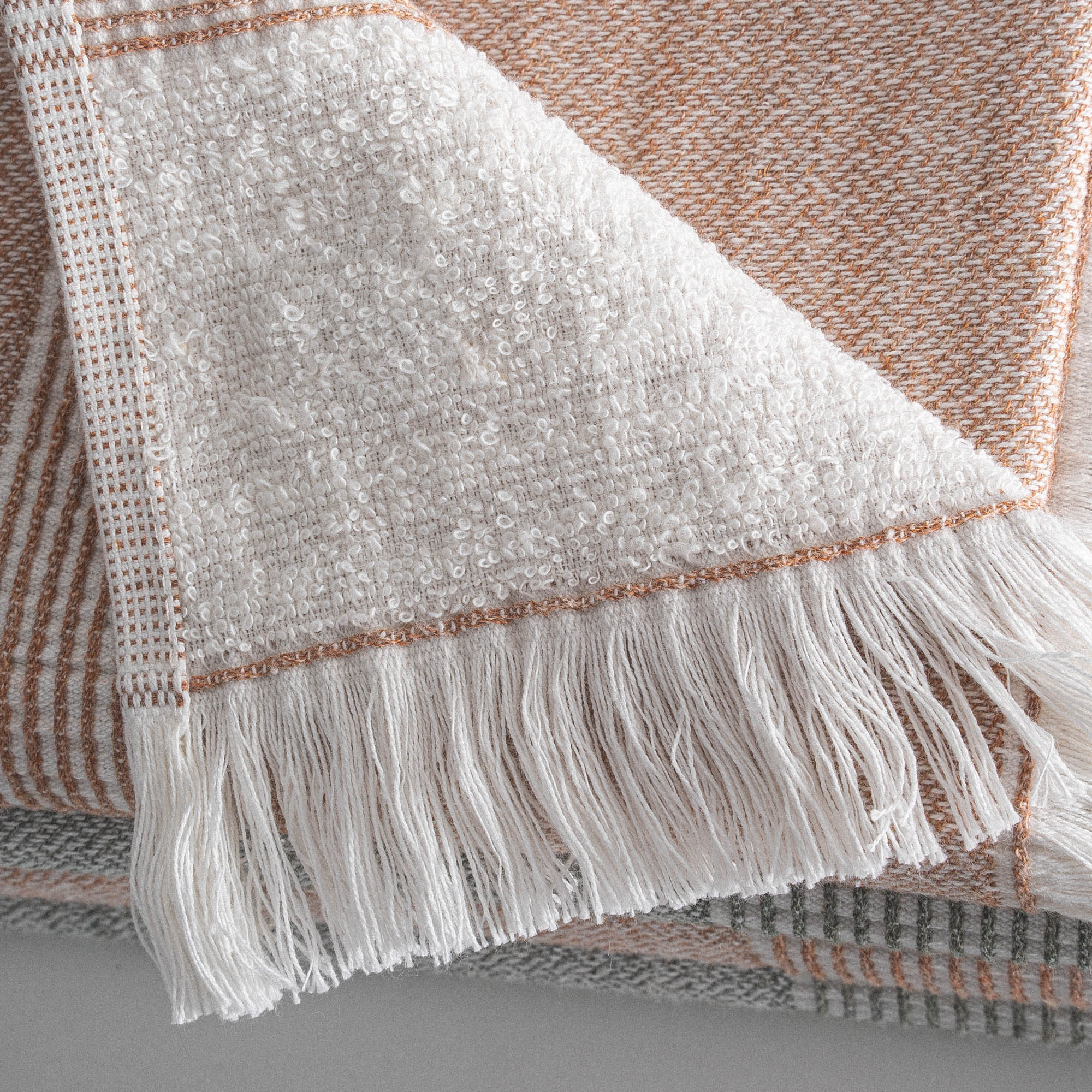 Hasna Organic Turkish Cotton Linen Hand Towel Set of 8 Terra-Khaki