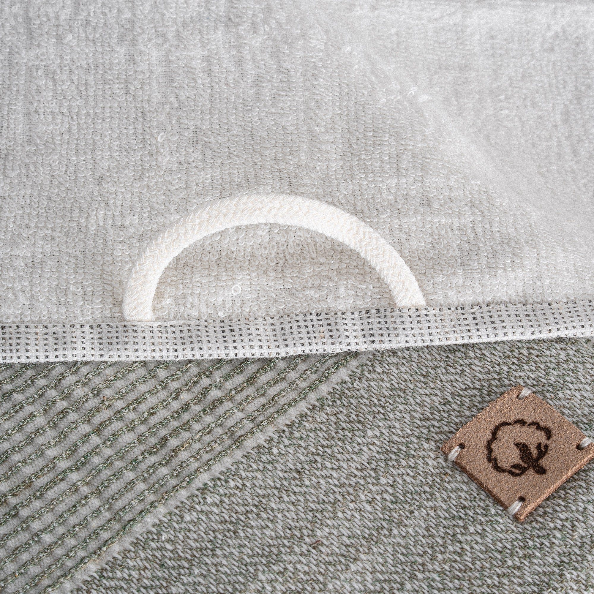Hasna Organic Turkish Cotton Linen Hand Towel Set of 8 Anthracite-Khaki