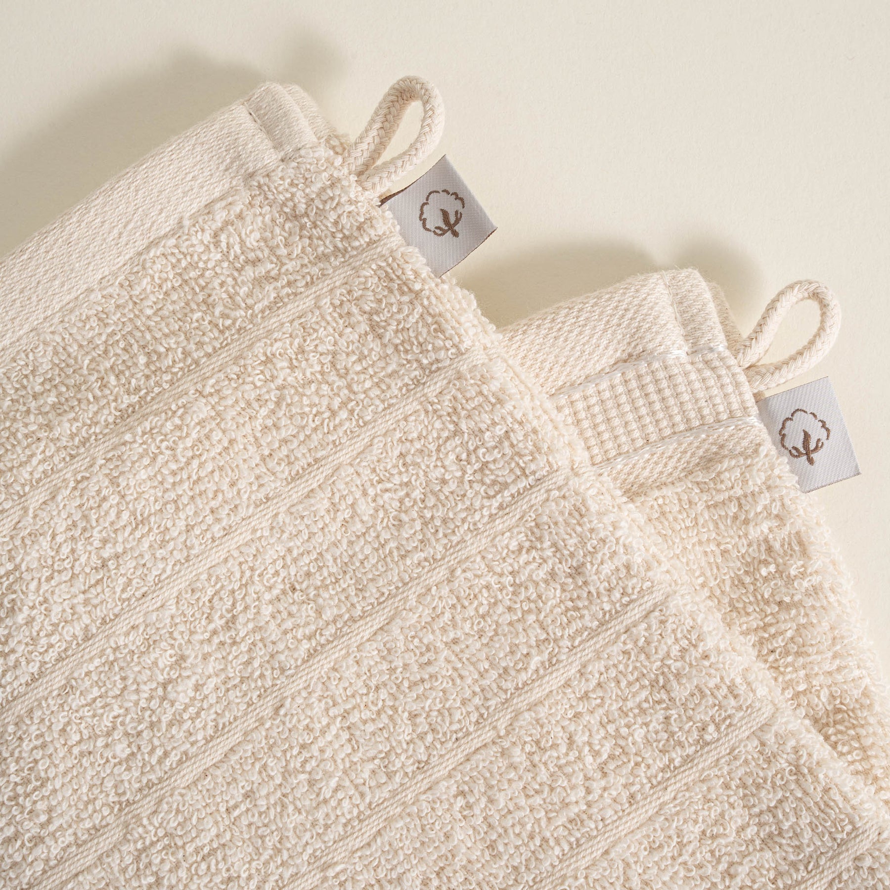 Turkish Cotton Towel Bath Glove Set of 2 Cream