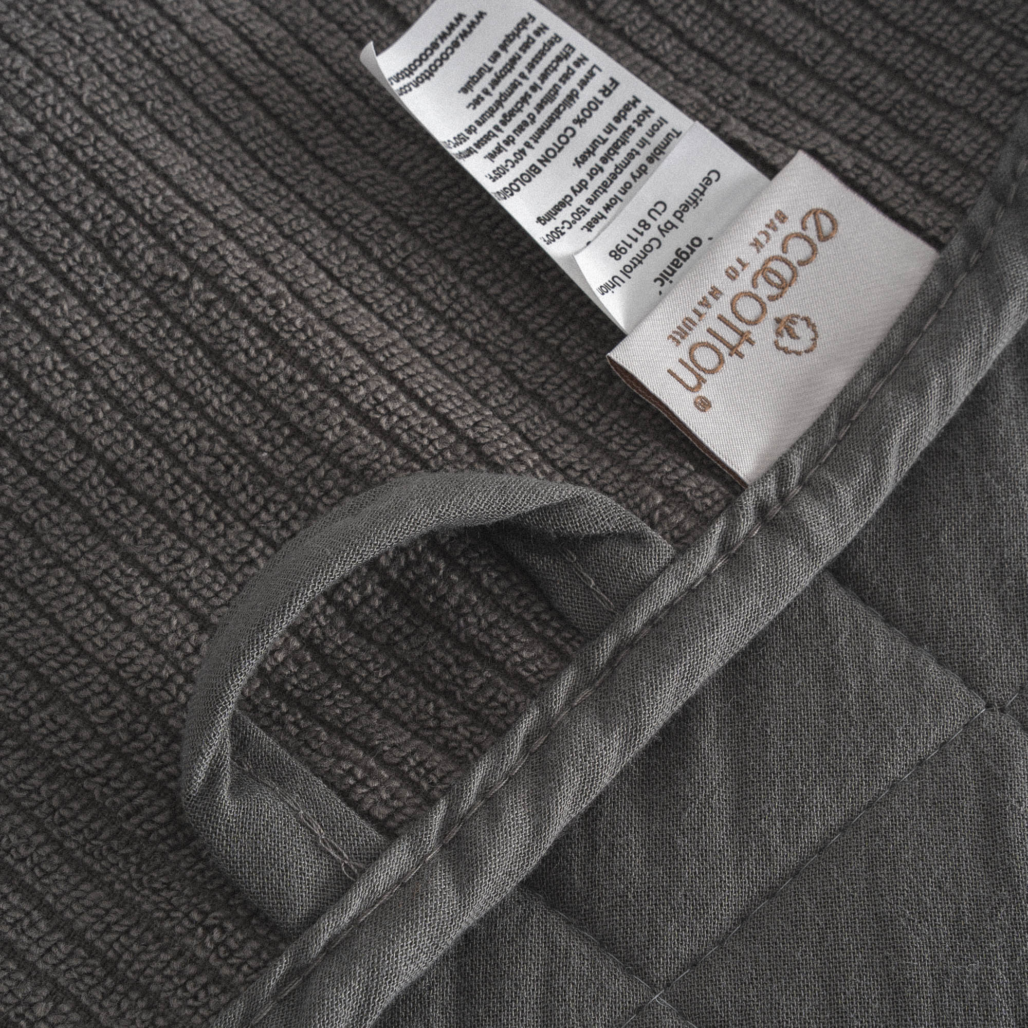 Hüma Cotton Quilted Bath Towel Set Pack of 3 Anthracite