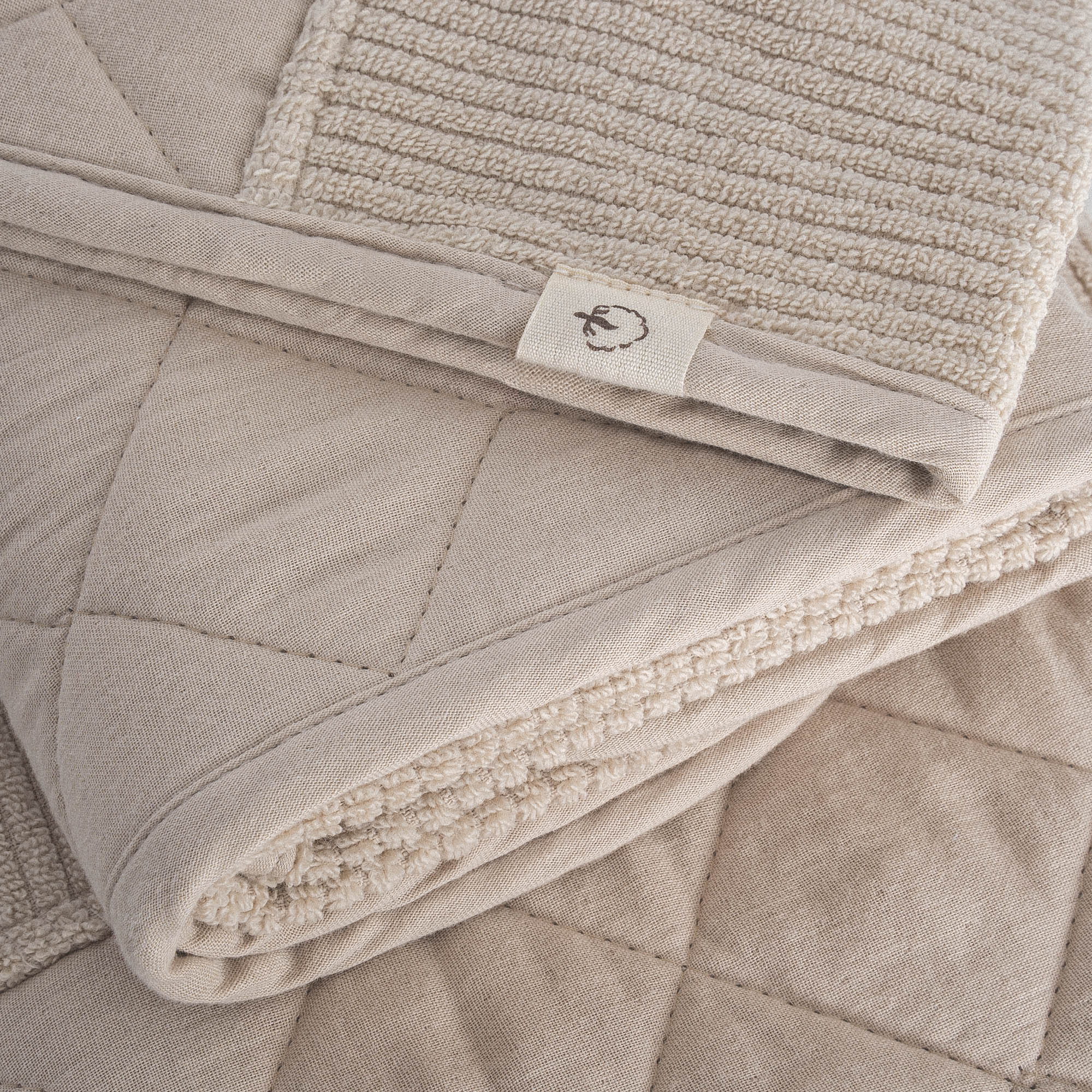 Hüma Cotton Quilted Bath Towel Set Pack of 3 Beige