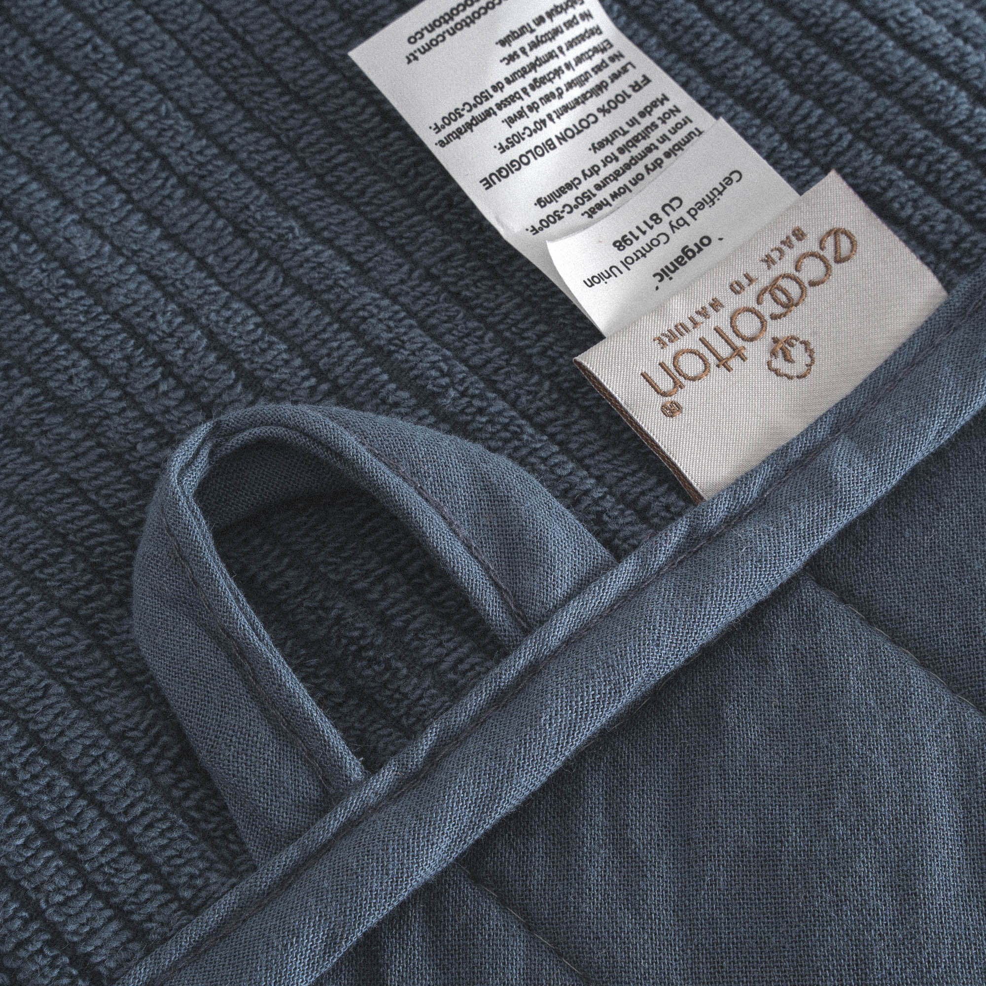 Hüma Cotton Quilted Bath Towel Set Pack of 3 Navy Blue