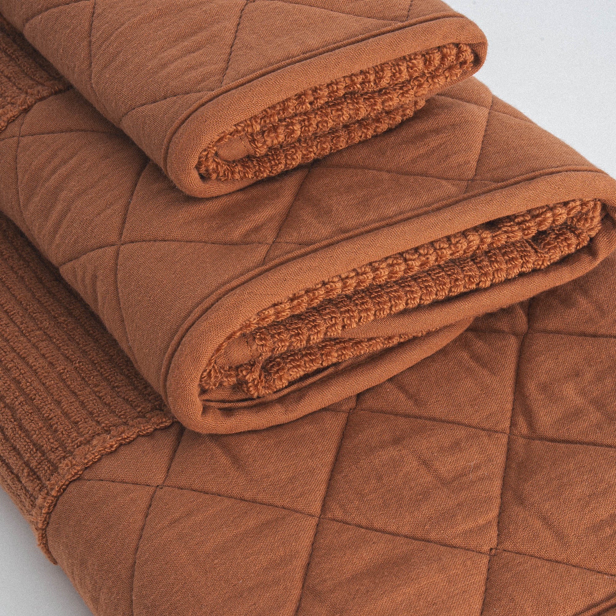 Hüma Cotton Quilted Bath Towel Set Pack of 3 Terra