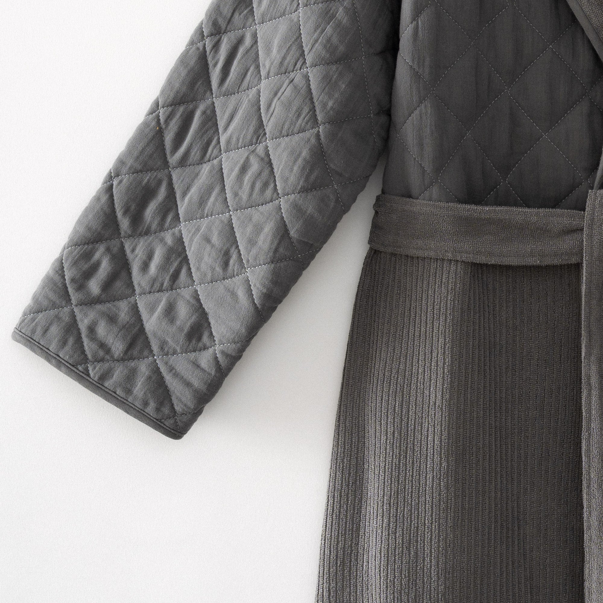 Hüma Quilted Turkish Cotton Men's Bathrobe Anthracite