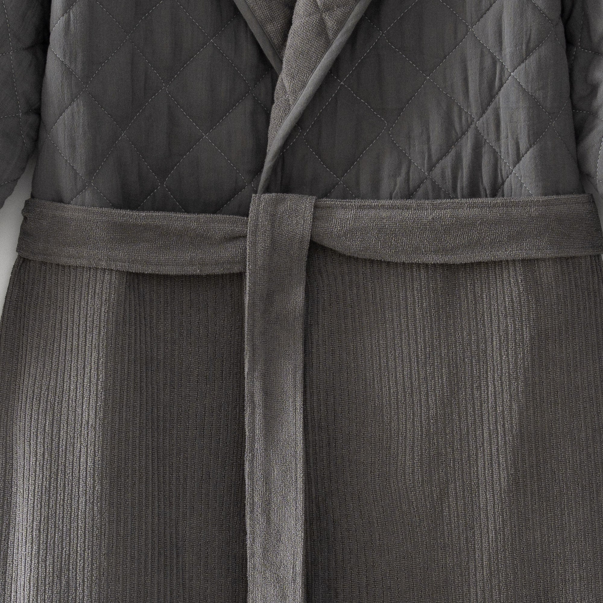 Hüma Quilted Turkish Cotton Men's Bathrobe Anthracite
