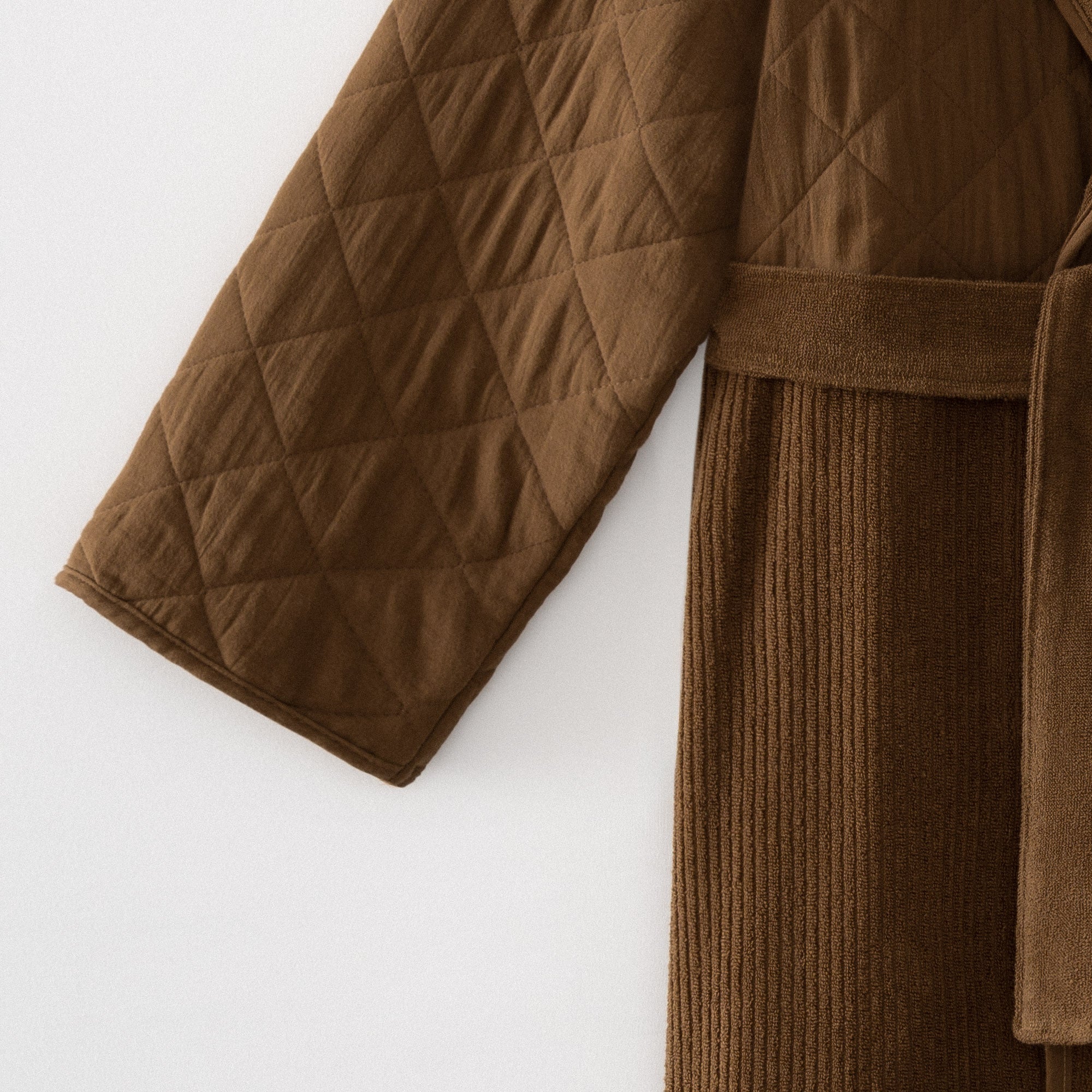 Hüma Quilted Turkish Cotton Men's Bathrobe Brown