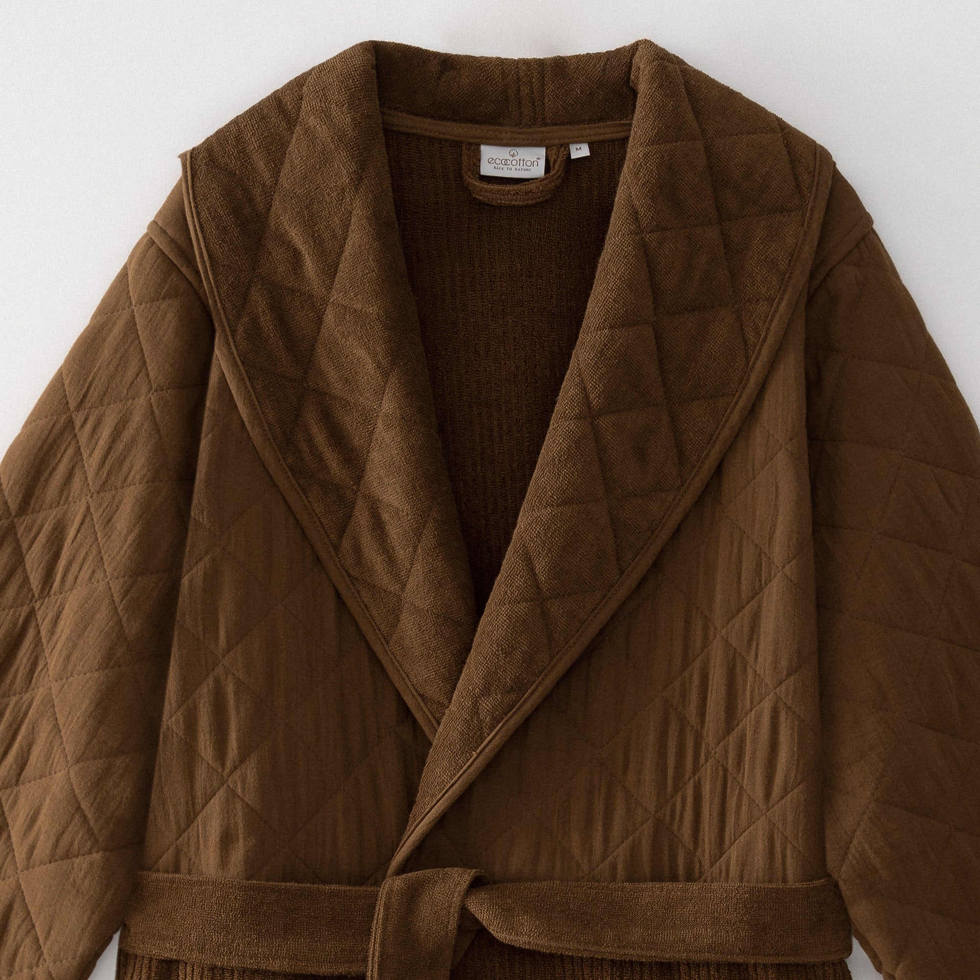 Hüma Quilted Turkish Cotton Men's Bathrobe Brown