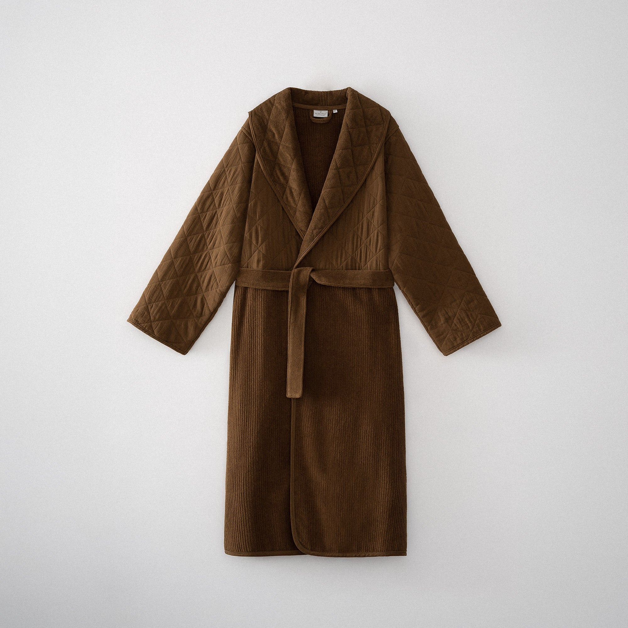Hüma Quilted Turkish Cotton Men's Bathrobe Brown