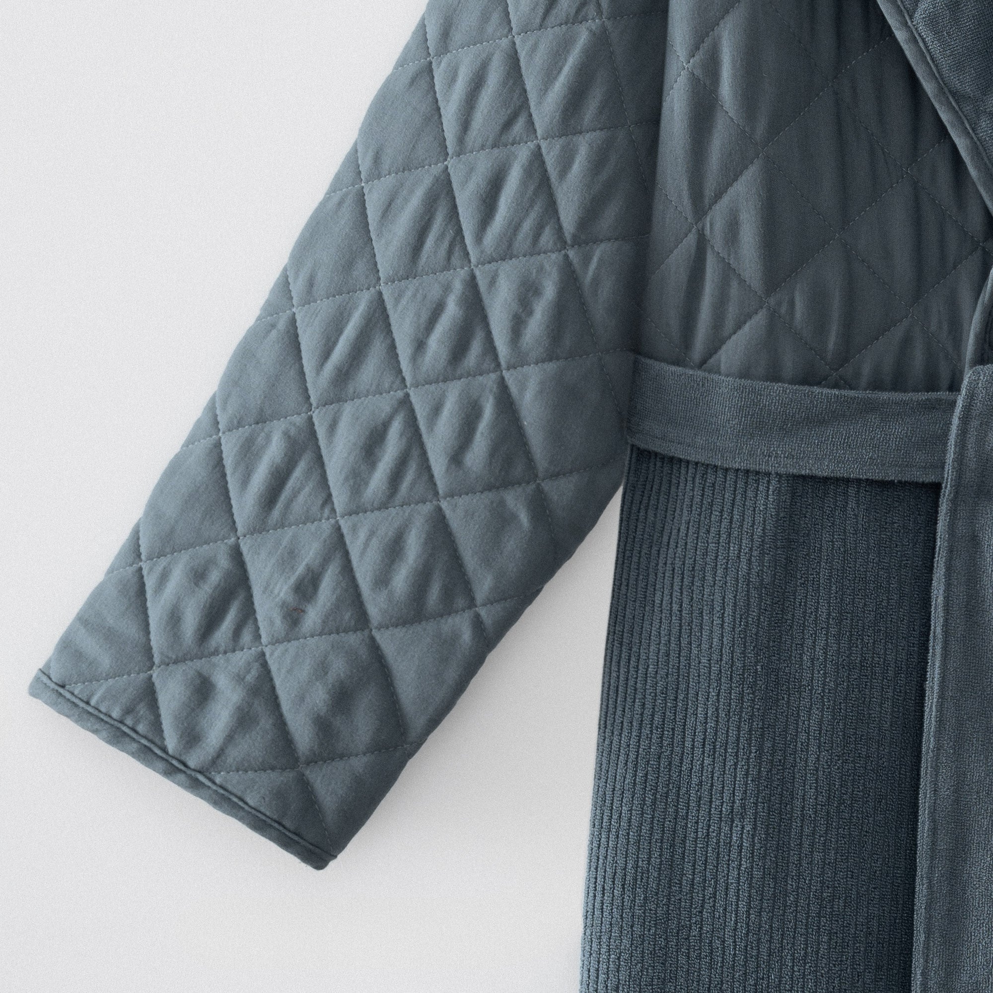 Hüma Quilted Turkish Cotton Men's Bathrobe Navy Blue