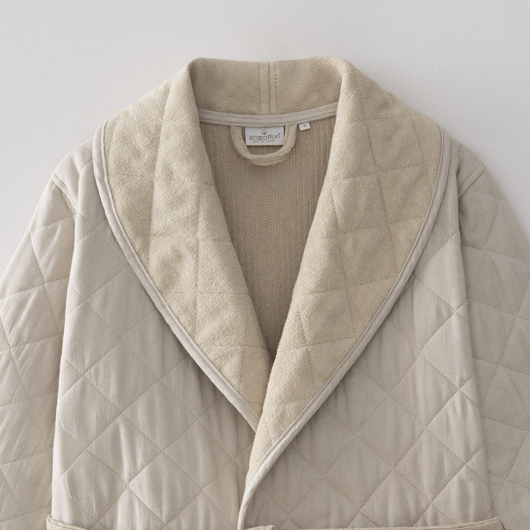 Hüma Quilted Turkish Cotton Women's Bathrobe Beige