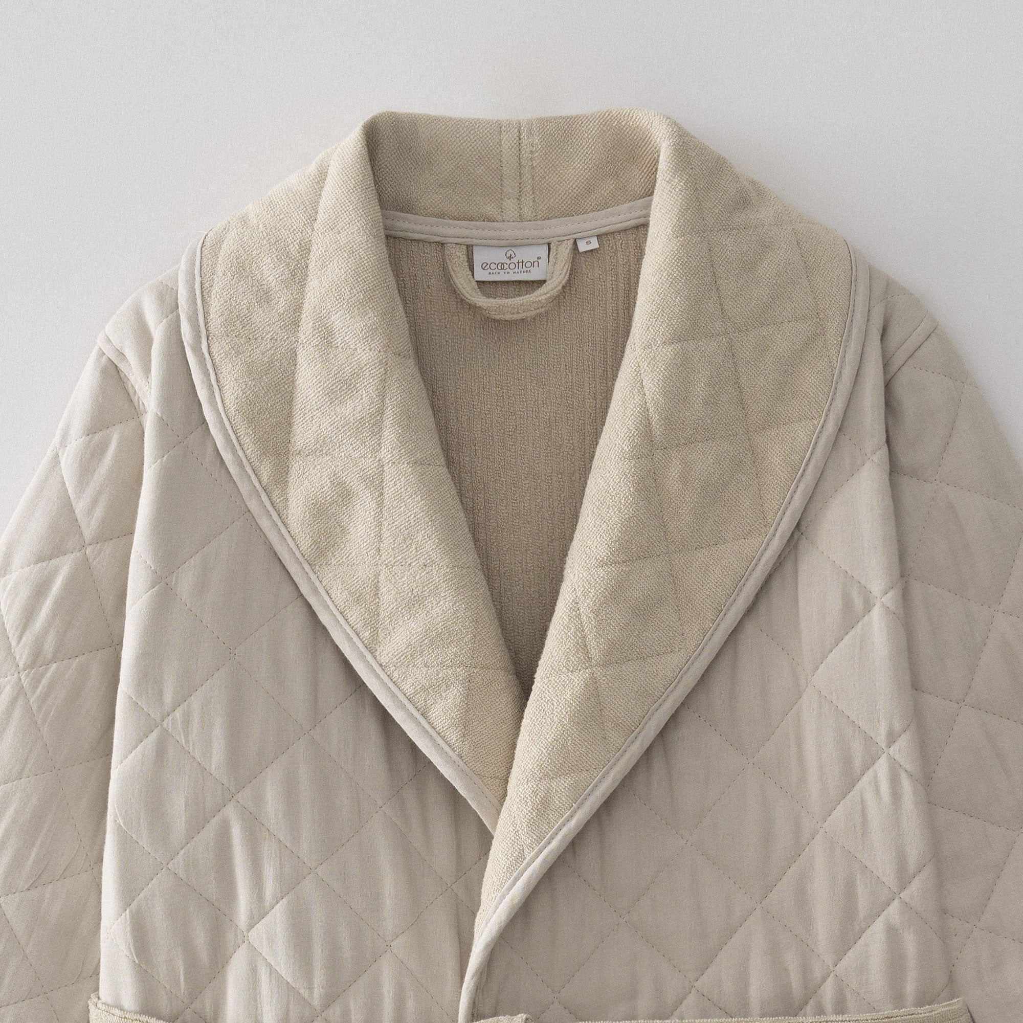 Hüma Quilted Turkish Cotton Women's Bathrobe Beige
