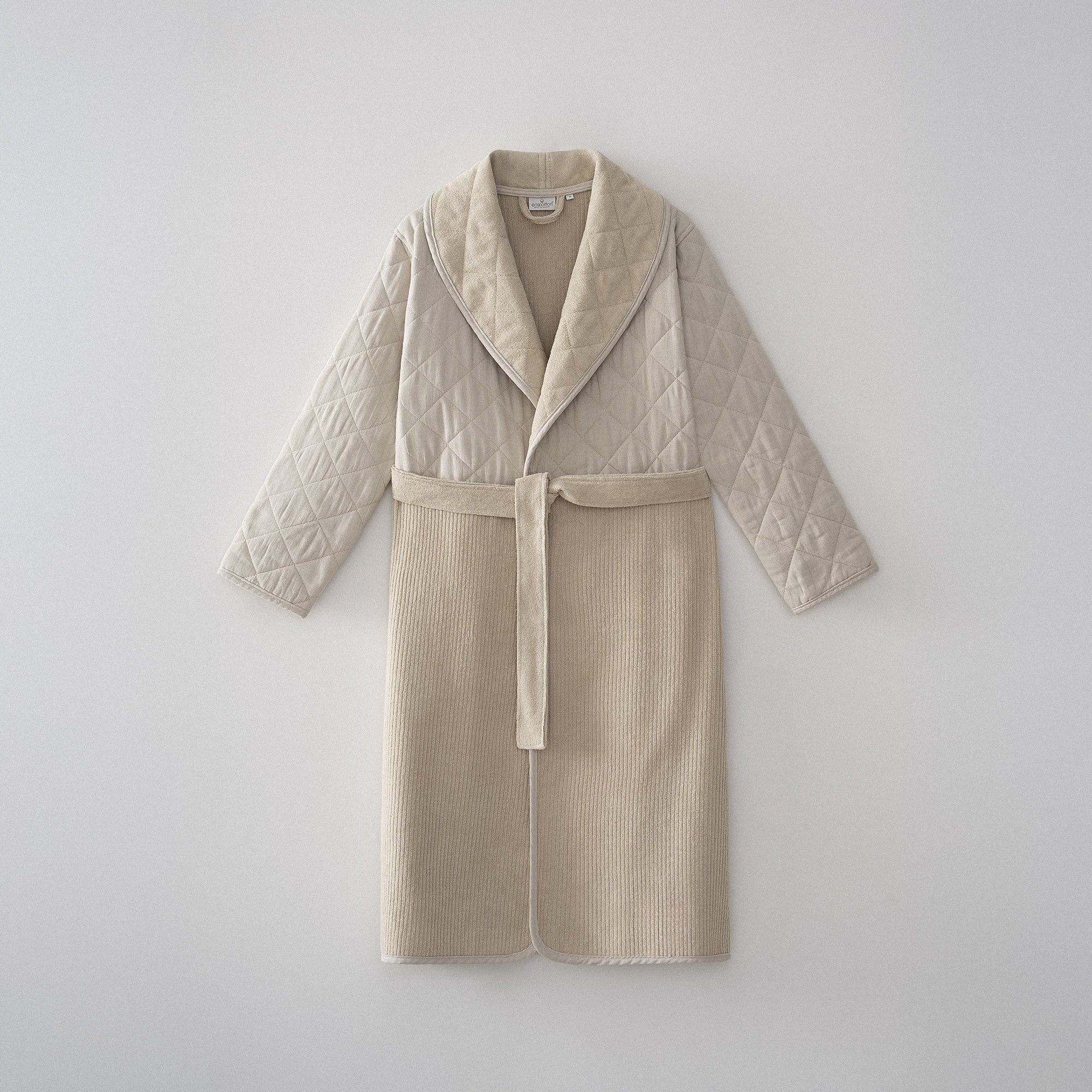 Hüma Quilted Turkish Cotton Women's Bathrobe Beige