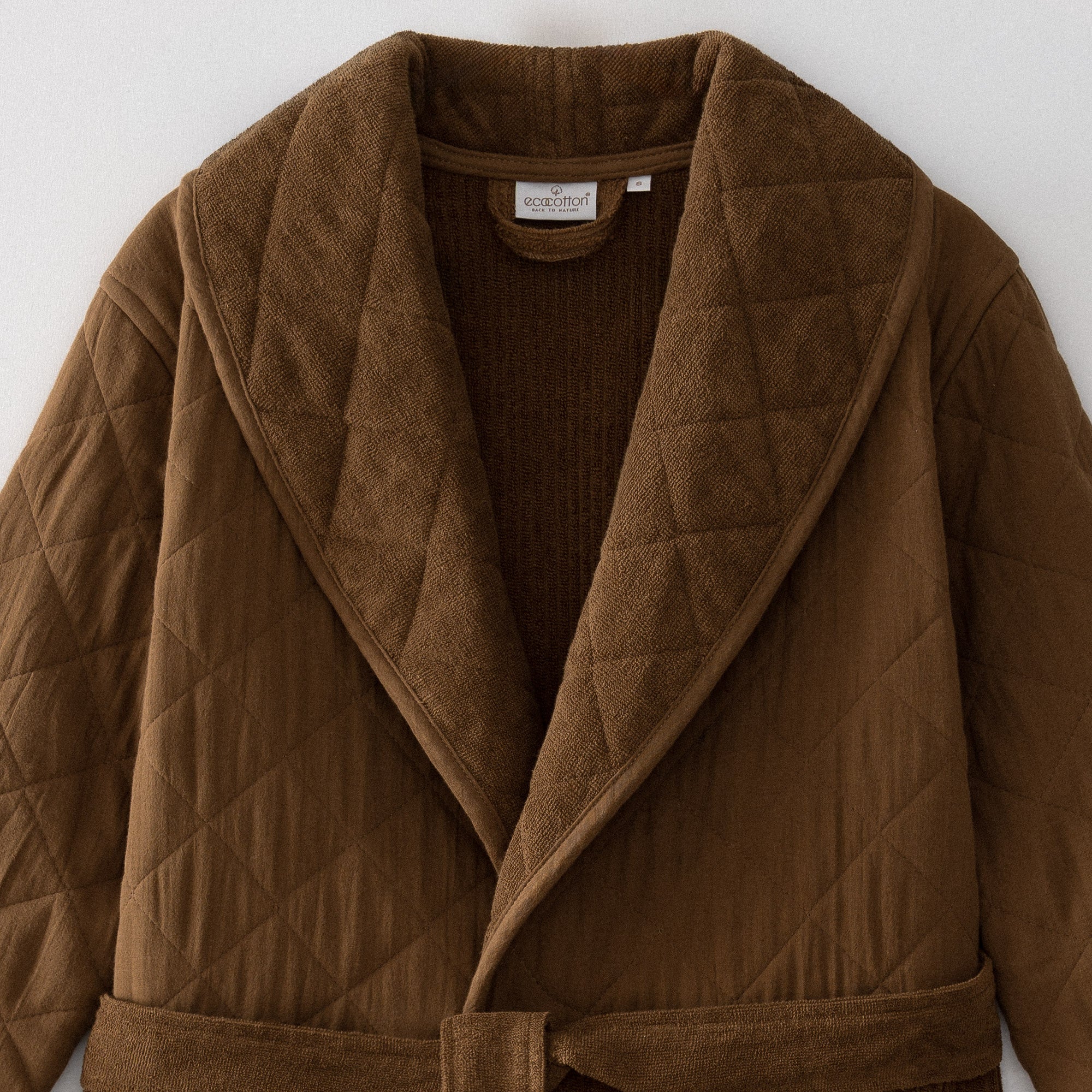 Hüma Quilted Turkish Cotton Women's Bathrobe Brown
