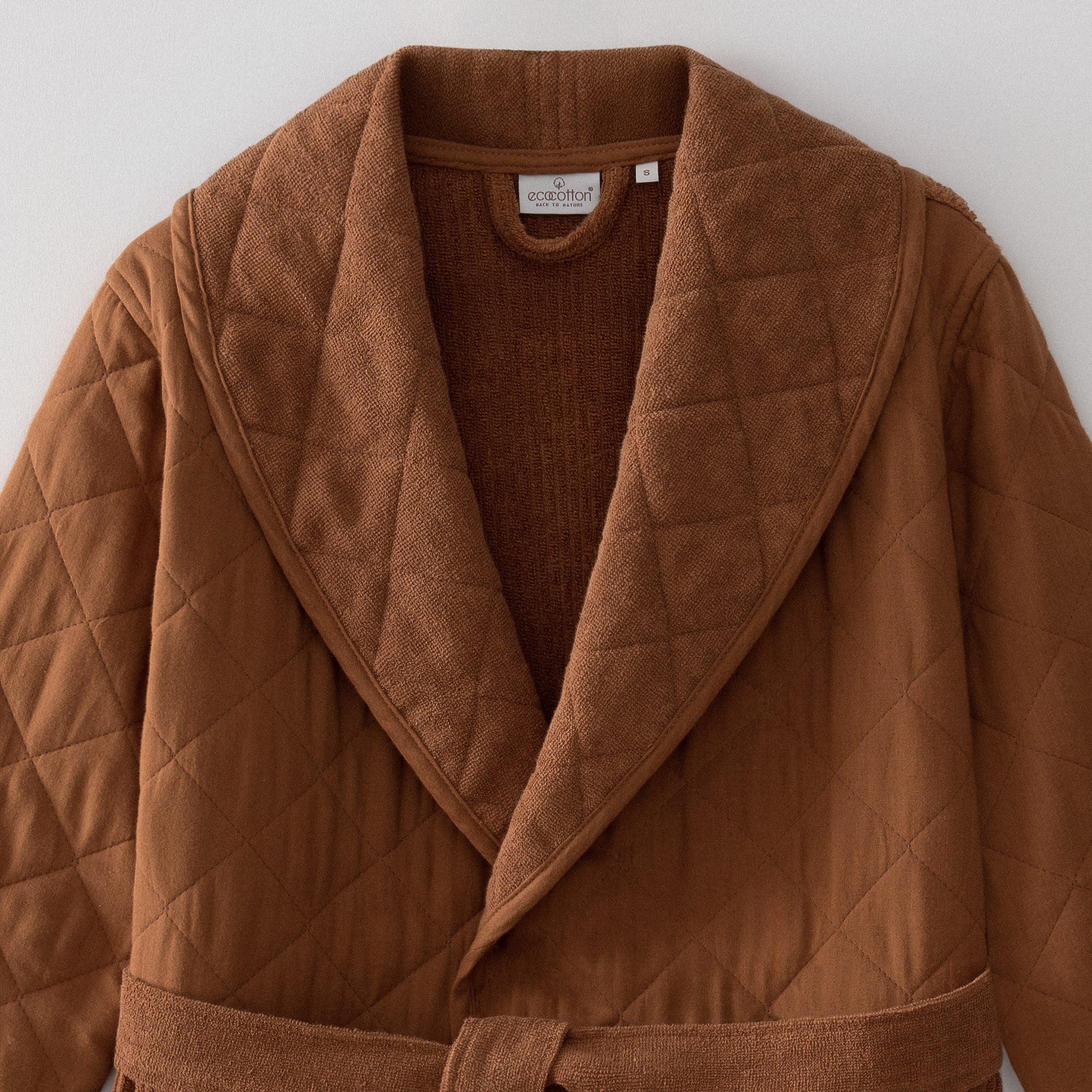 Hüma Quilted Turkish Cotton Women's Bathrobe Terra
