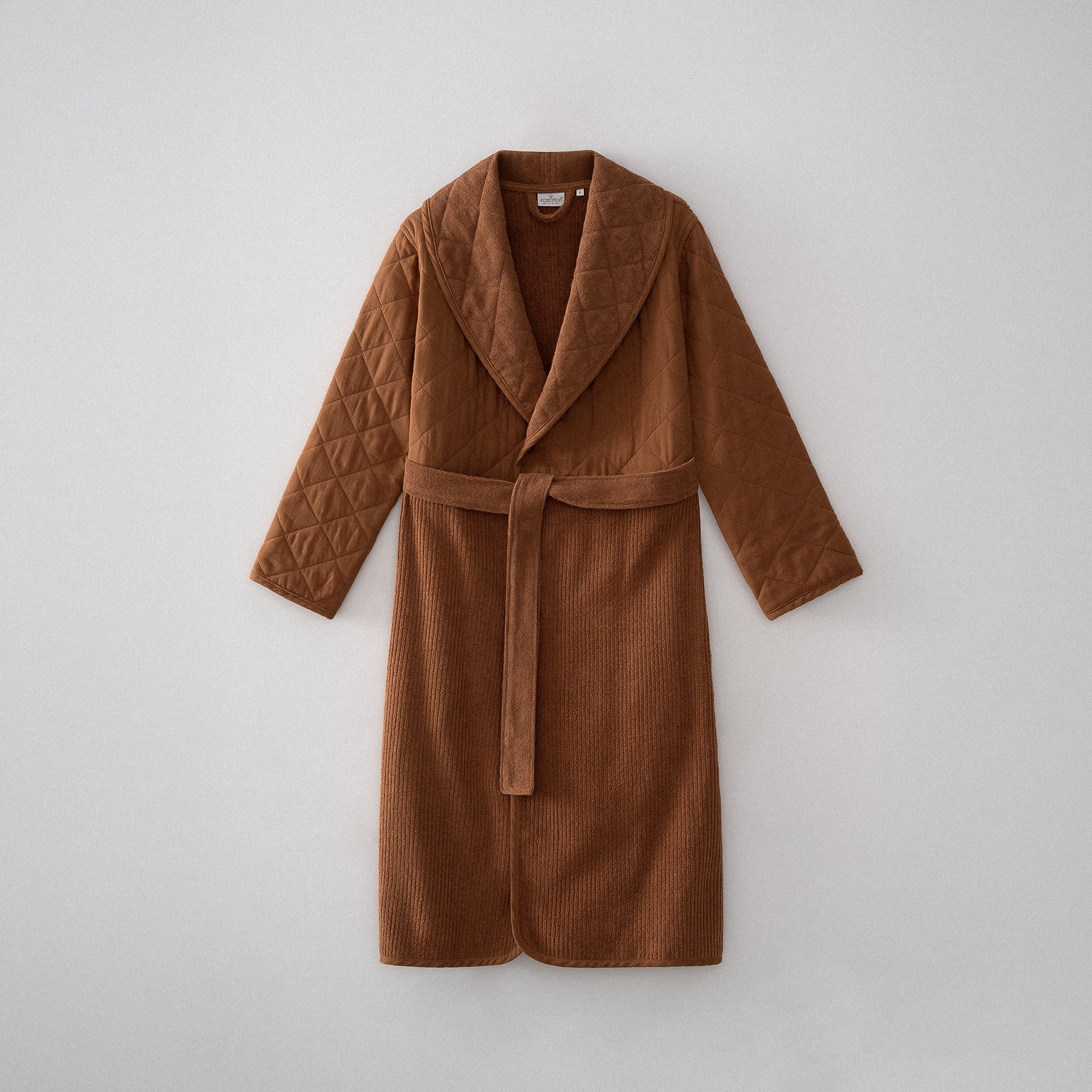 Hüma Quilted Turkish Cotton Women's Bathrobe Terra