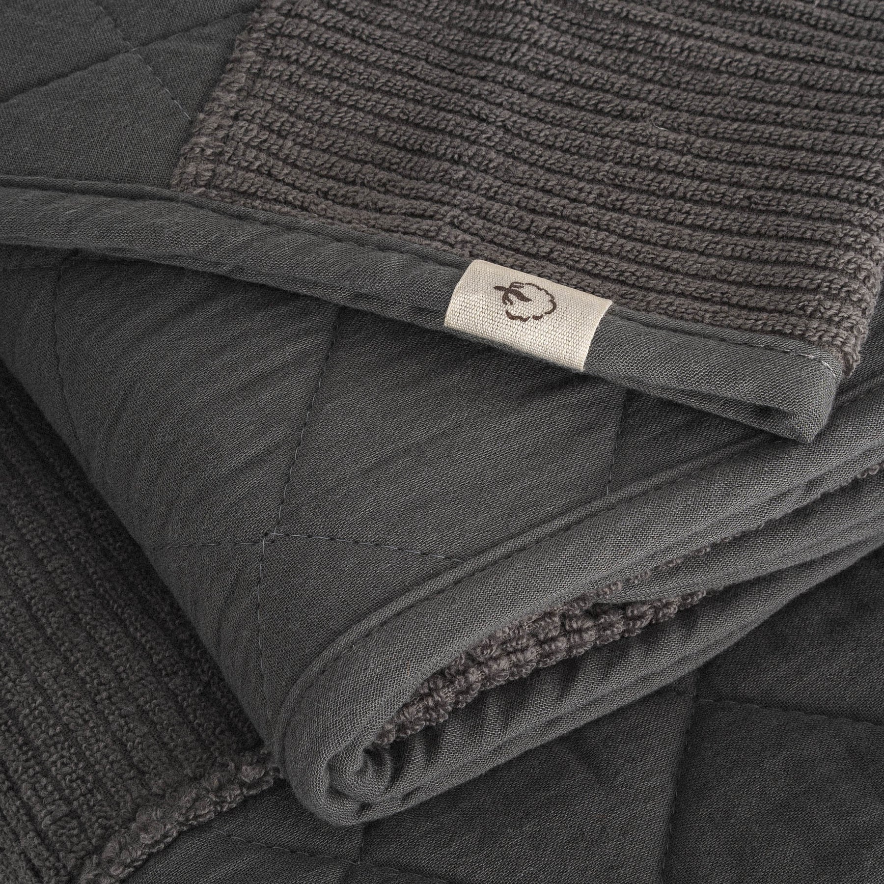 Hüma Turkish Cotton Quilted Bath Towel Set Pack of 6 Anthracite