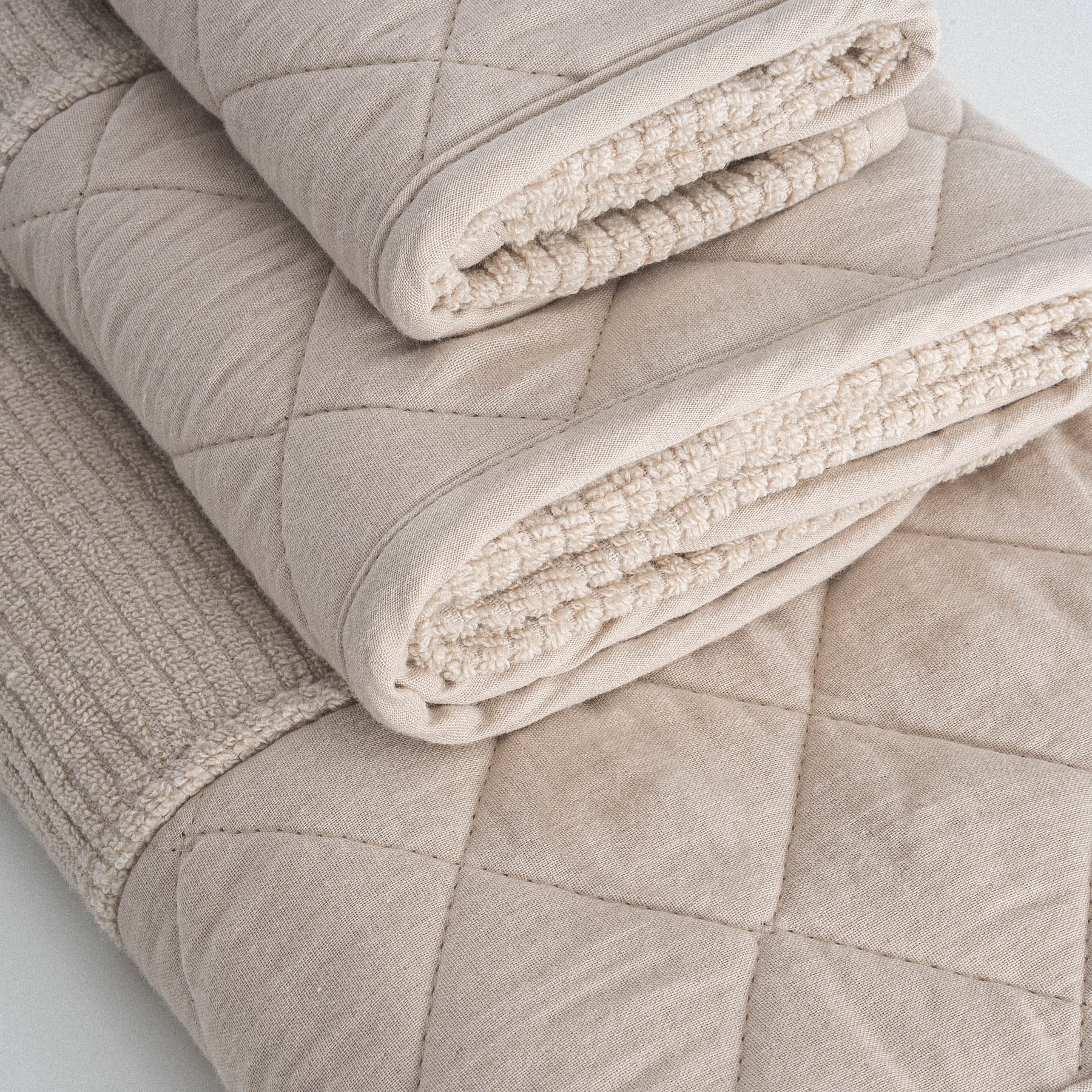 Hüma Turkish Cotton Quilted Bath Towel Set Pack of 6 Beige
