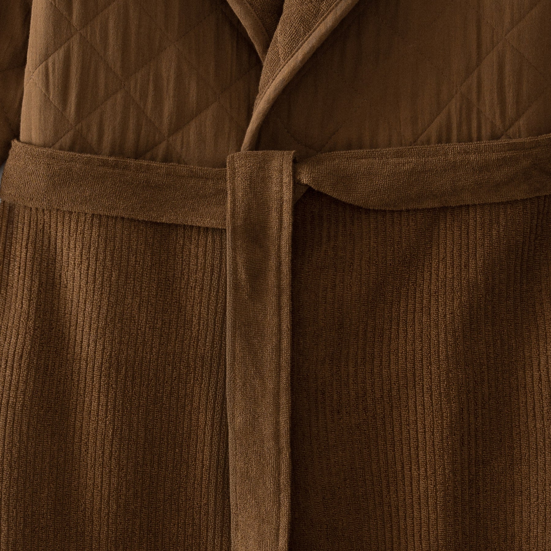 Leya Cotton Quilted Women's Bathrobe Brown