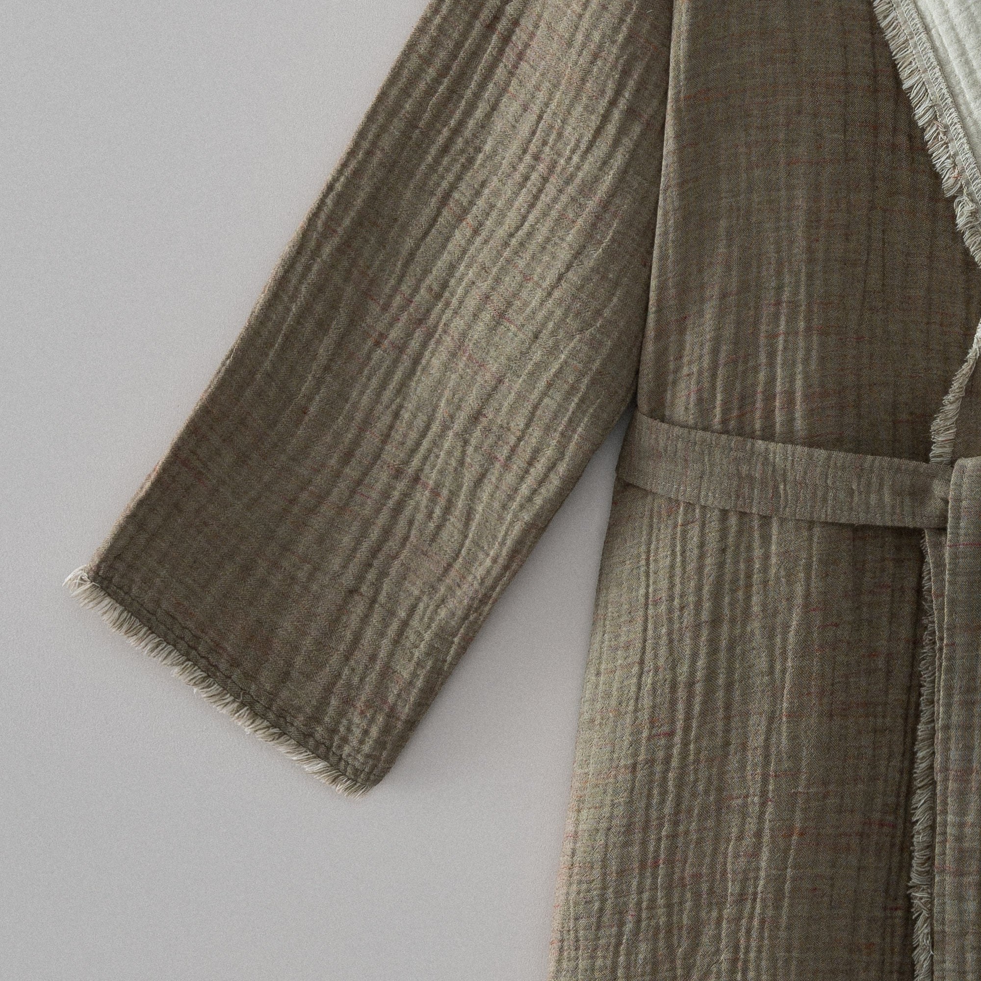 Muna Organic Turkish Cotton Men's Bathrobe Inject Green-Cream