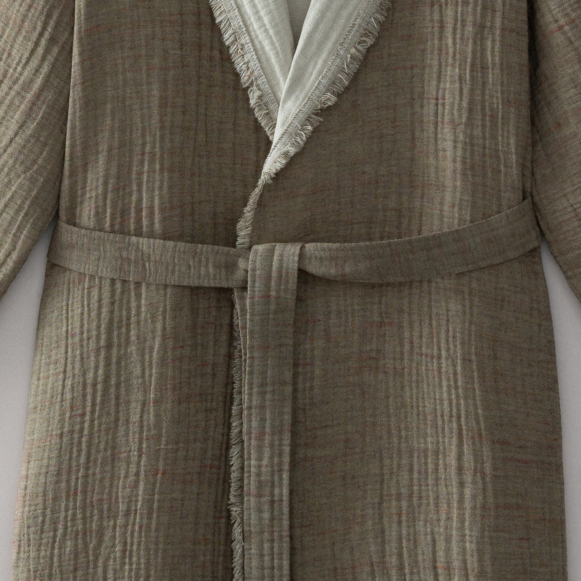 Muna Organic Turkish Cotton Men's Bathrobe Inject Green-Cream