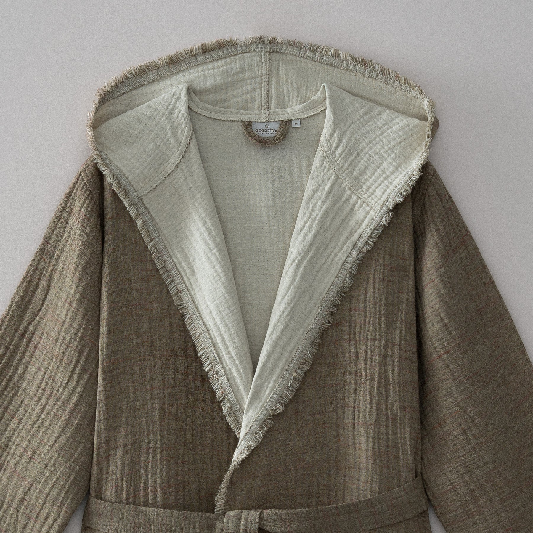 Muna Organic Turkish Cotton Men's Bathrobe Inject Green-Cream