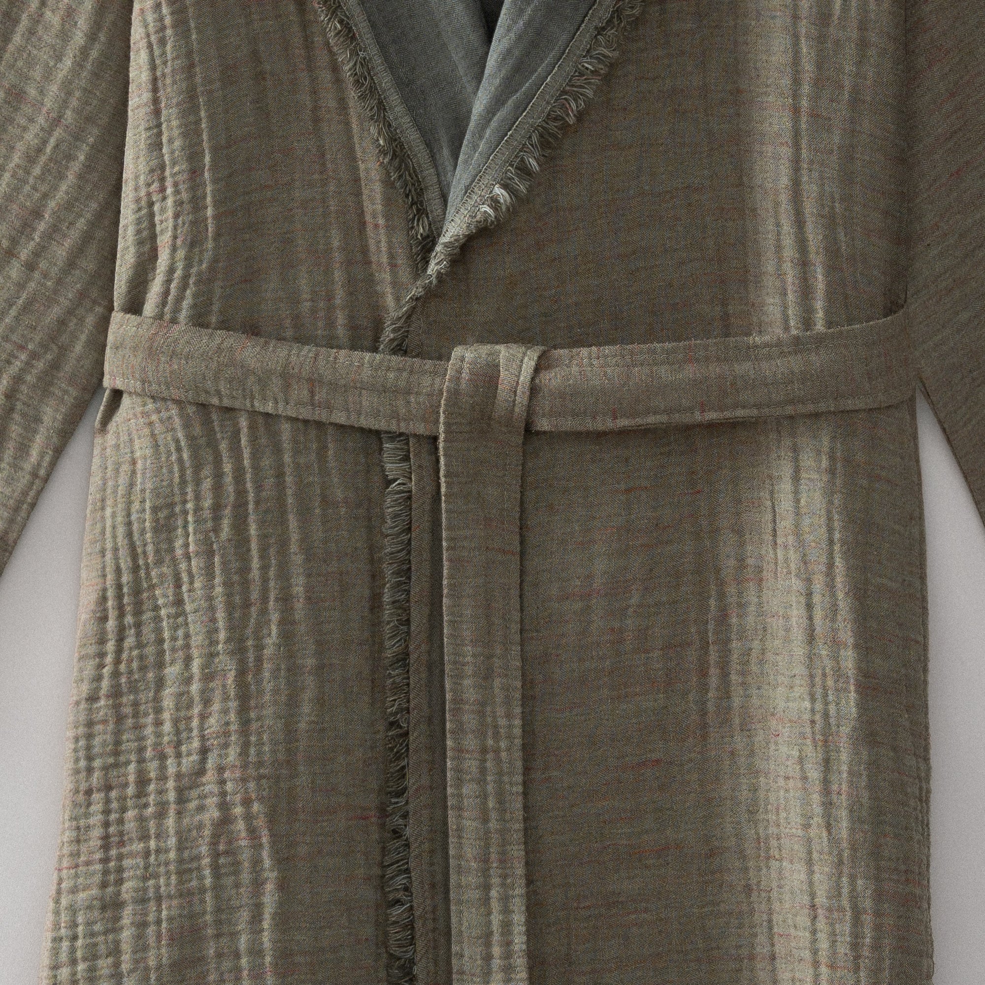 Muna Organic Turkish Cotton Men's Bathrobe Inject Green-Dark Green