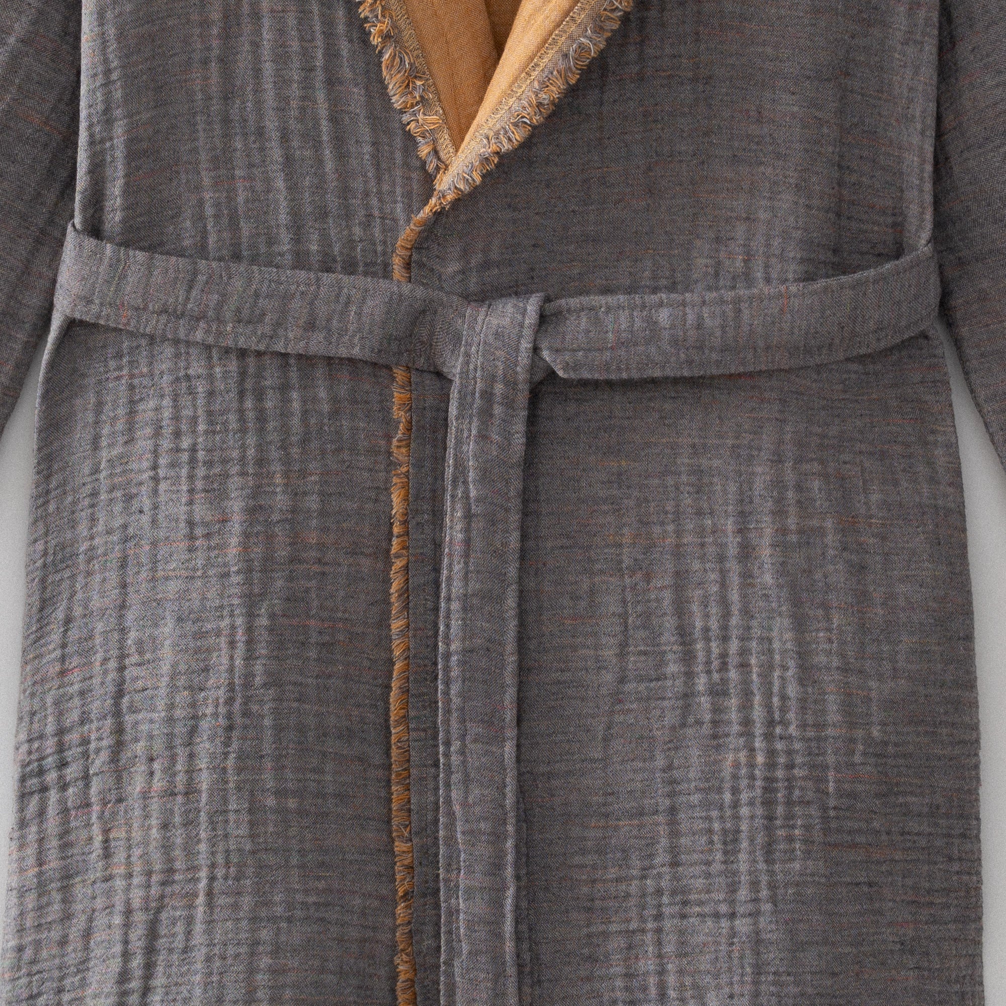 Muna Woman Bathrobe 100% Organic Cotton Inject Anthracite-Saffron