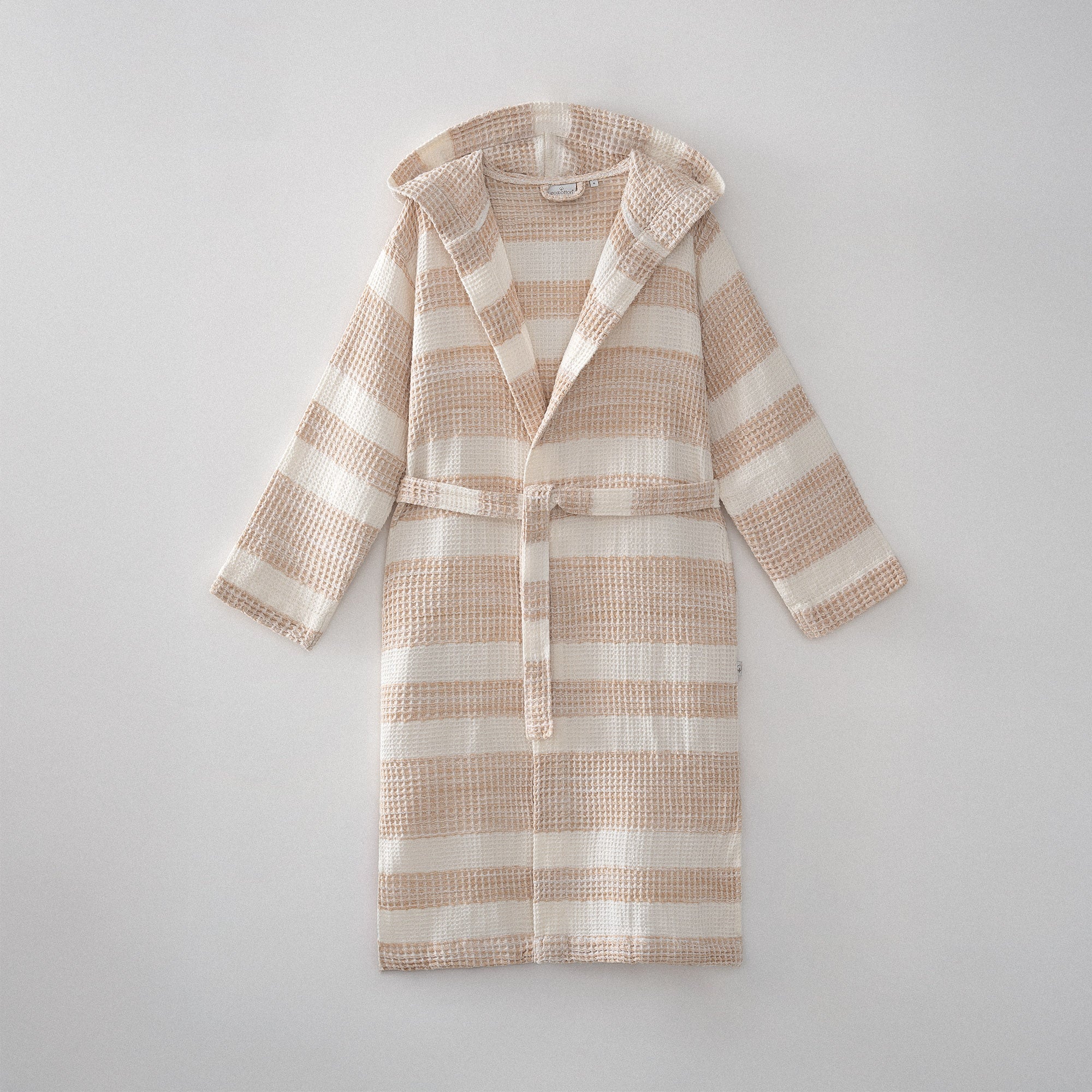 İkra Organic Turkish Cotton Women's Peshtemal Bathrobe Beige