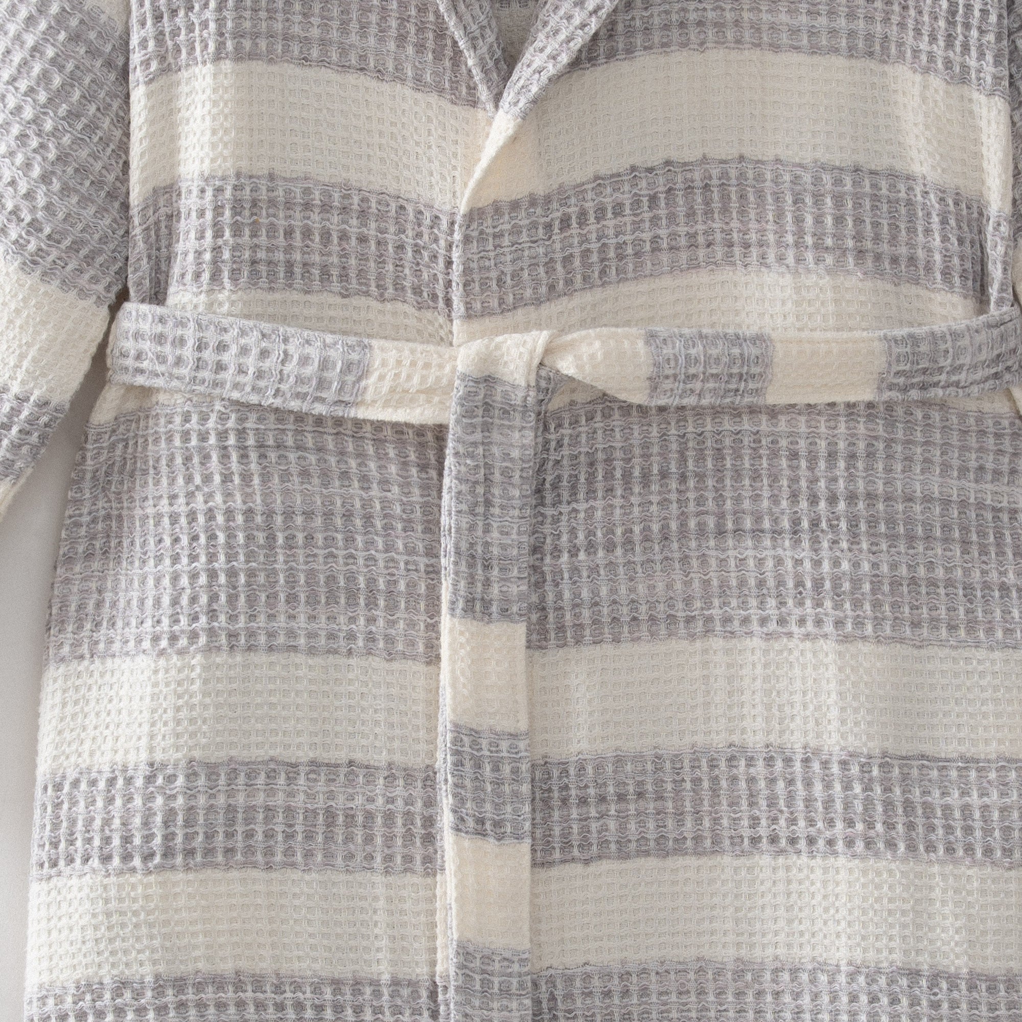 Ikra Pestemal Male Bathrobe %100Organic Cotton Jacquard Gray