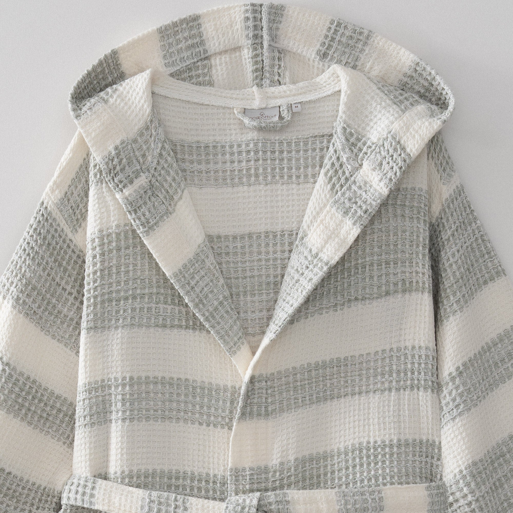 Ikra Pestemal Male Bathrobe %100Organic Cotton Jacquard Khaki