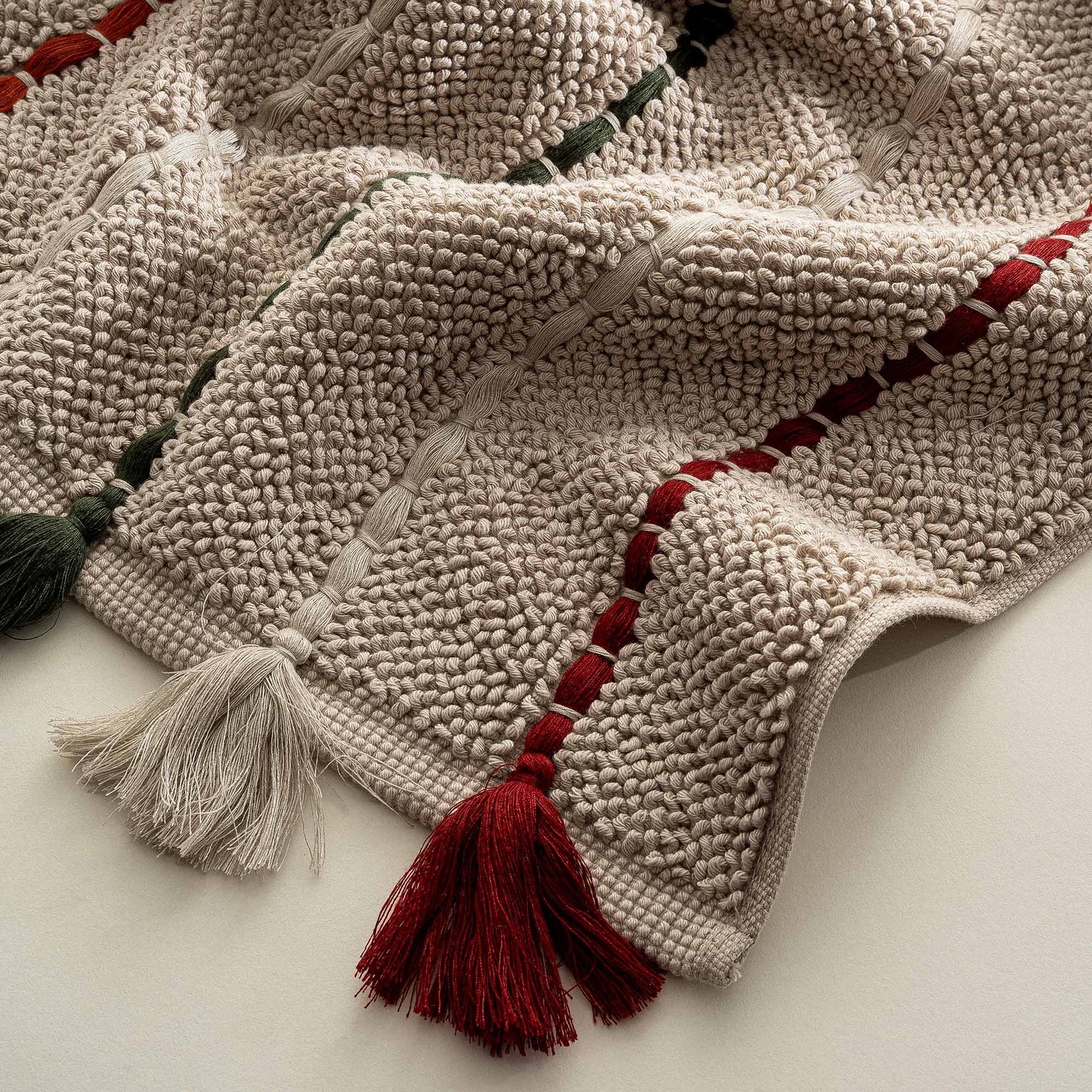 Katari Bath Mat 100% Cotton Hand Embroidery Beige 50x80 Cm