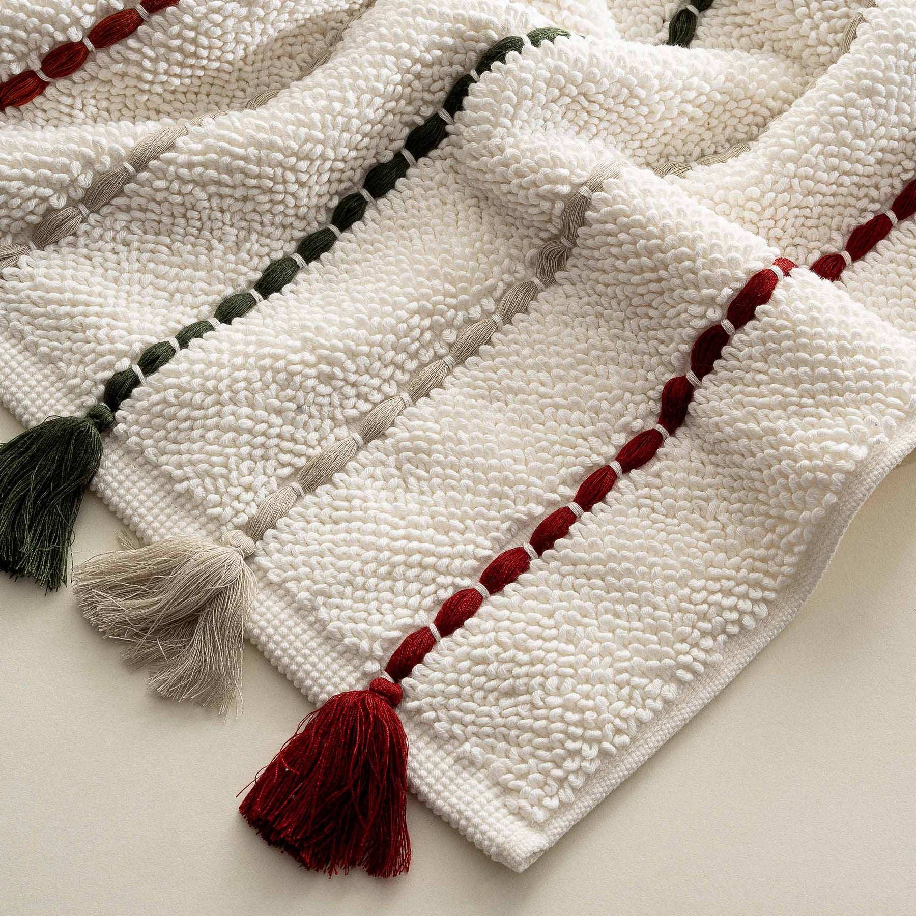 Katari Bath Mat 100% Cotton Hand Embroidery Cream 50x80 Cm