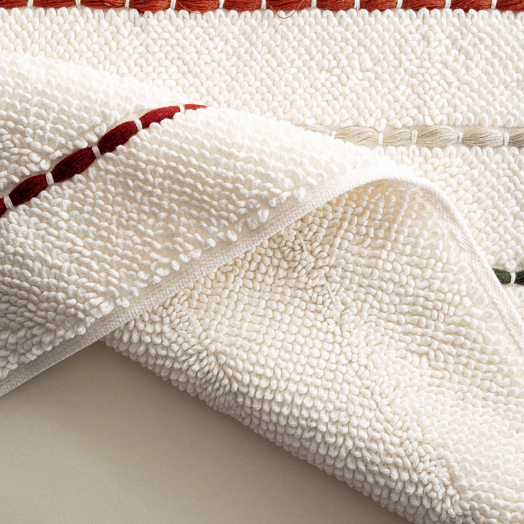 Katari Bath Mat 100% Cotton Hand Embroidery Cream 50x80 Cm