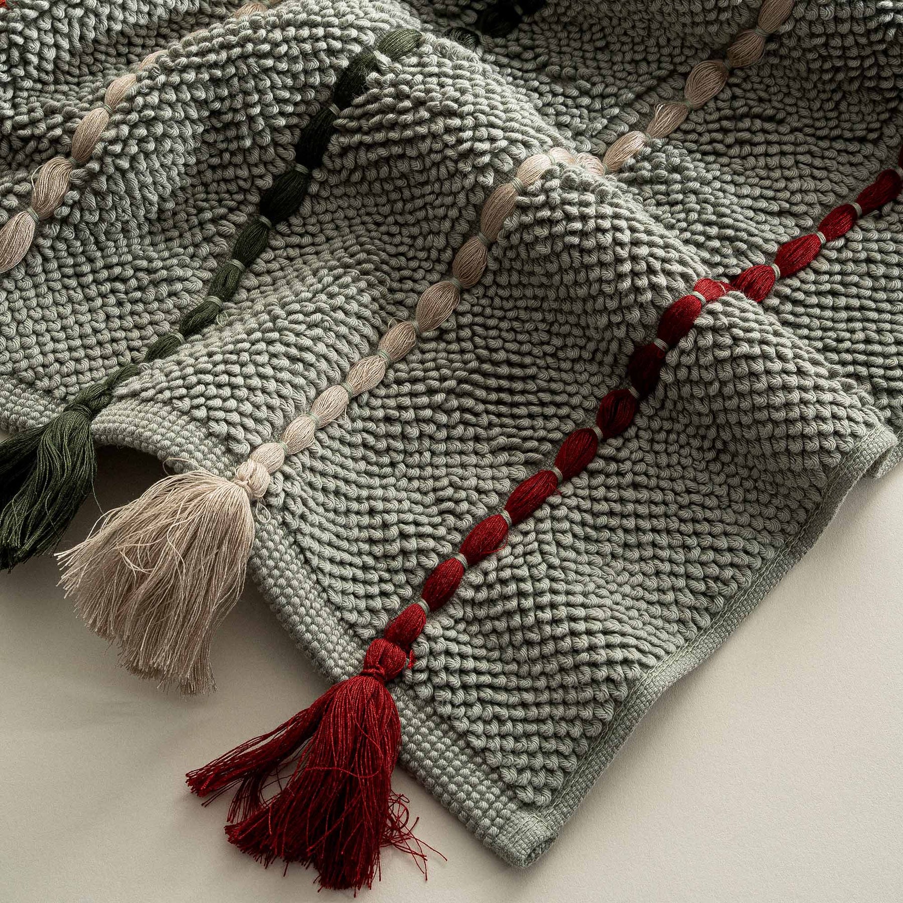 Katari Bath Mat 100% Cotton Hand Embroidery Green 50x80 Cm