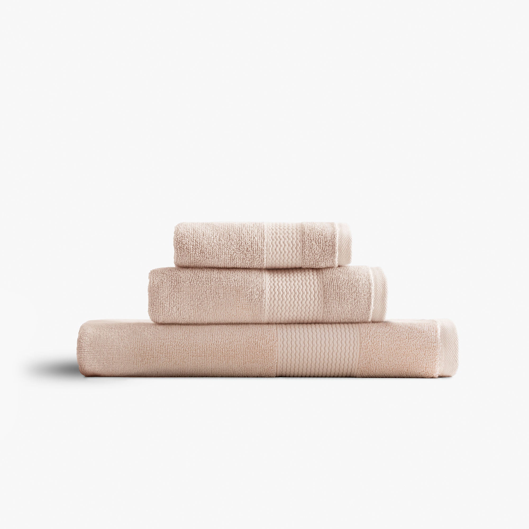 Lara Cotton Bath Towel Set of 3 Light Salmon
