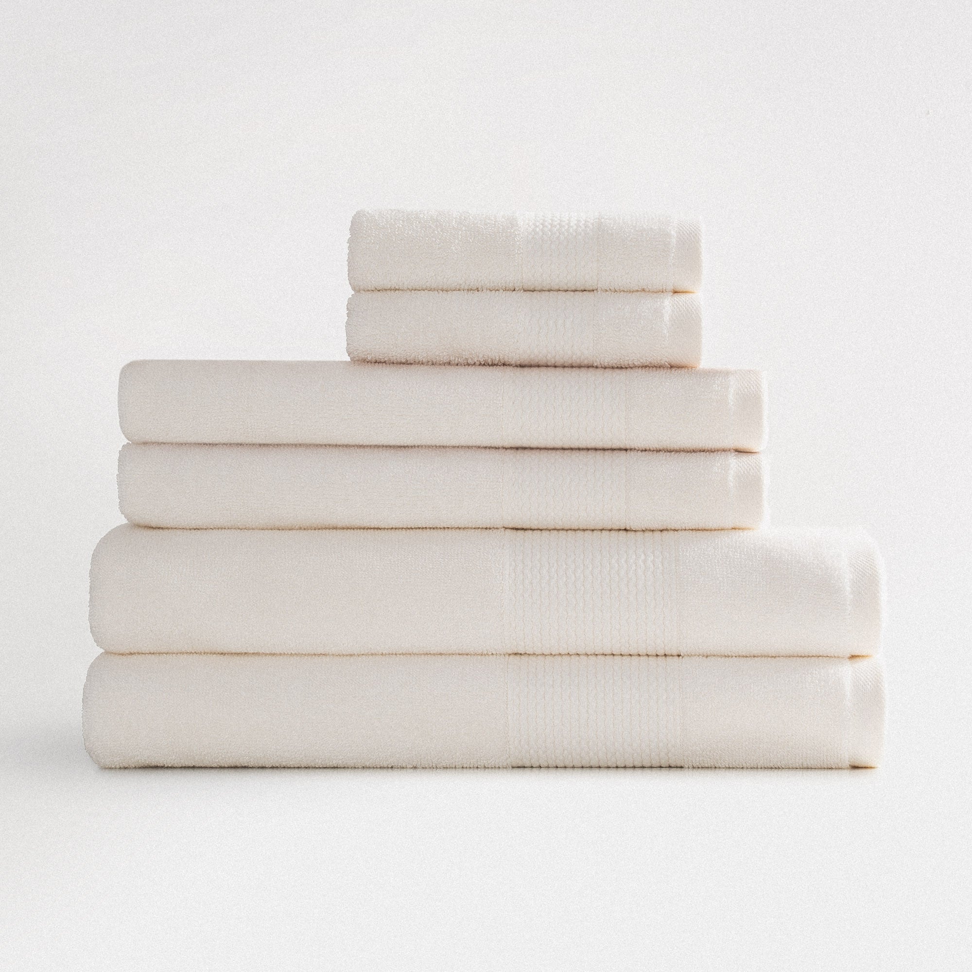 Lara Turkish Cotton Bath Towel Set of 6 Cream