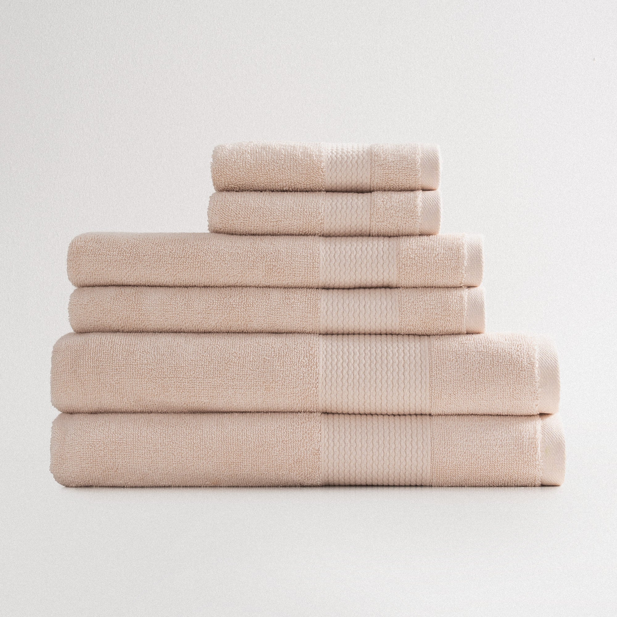 Lara Turkish Cotton Bath Towel Set of 6 Light Salmon