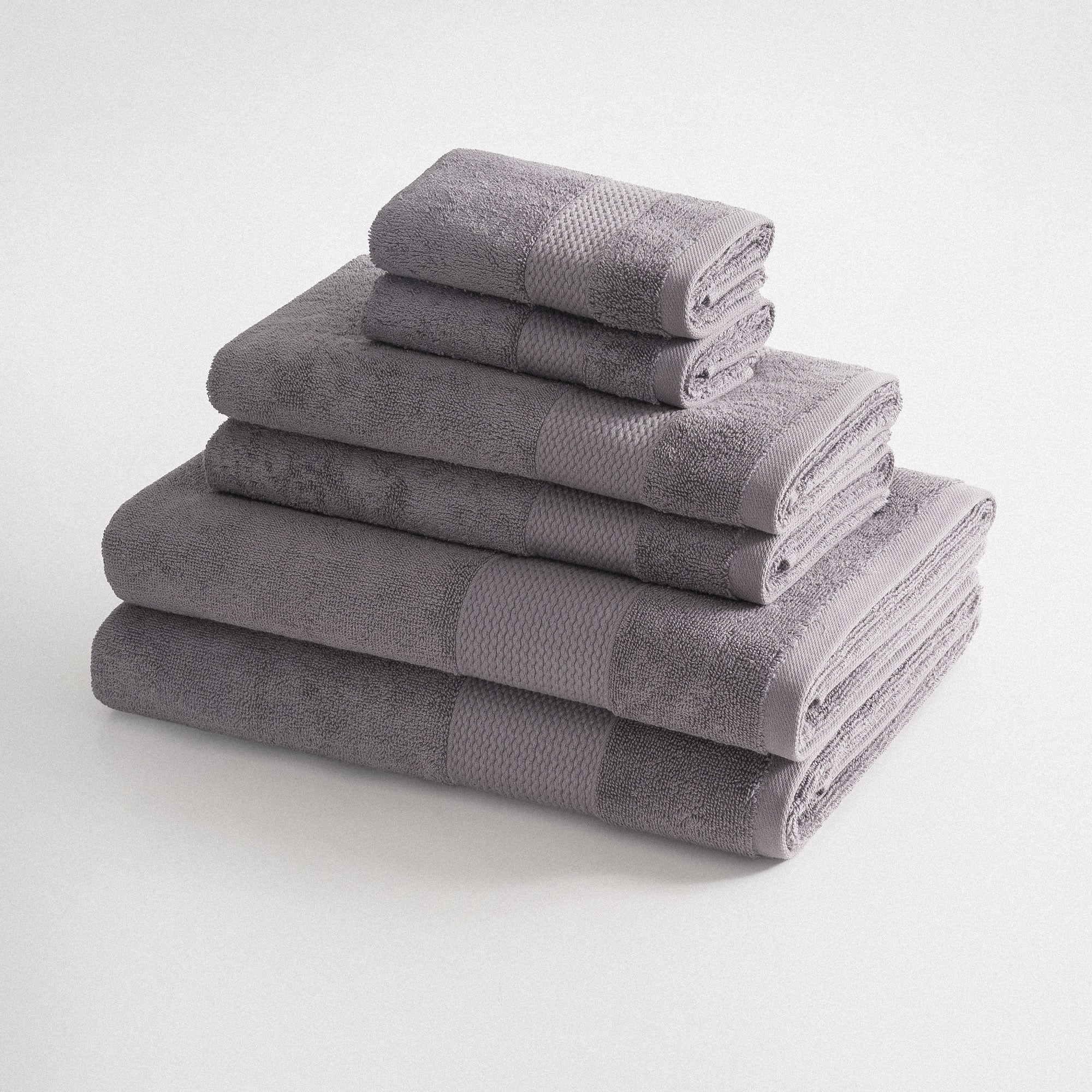 Lara Turkish Cotton Bath Towel Set of 6 Dark Gray