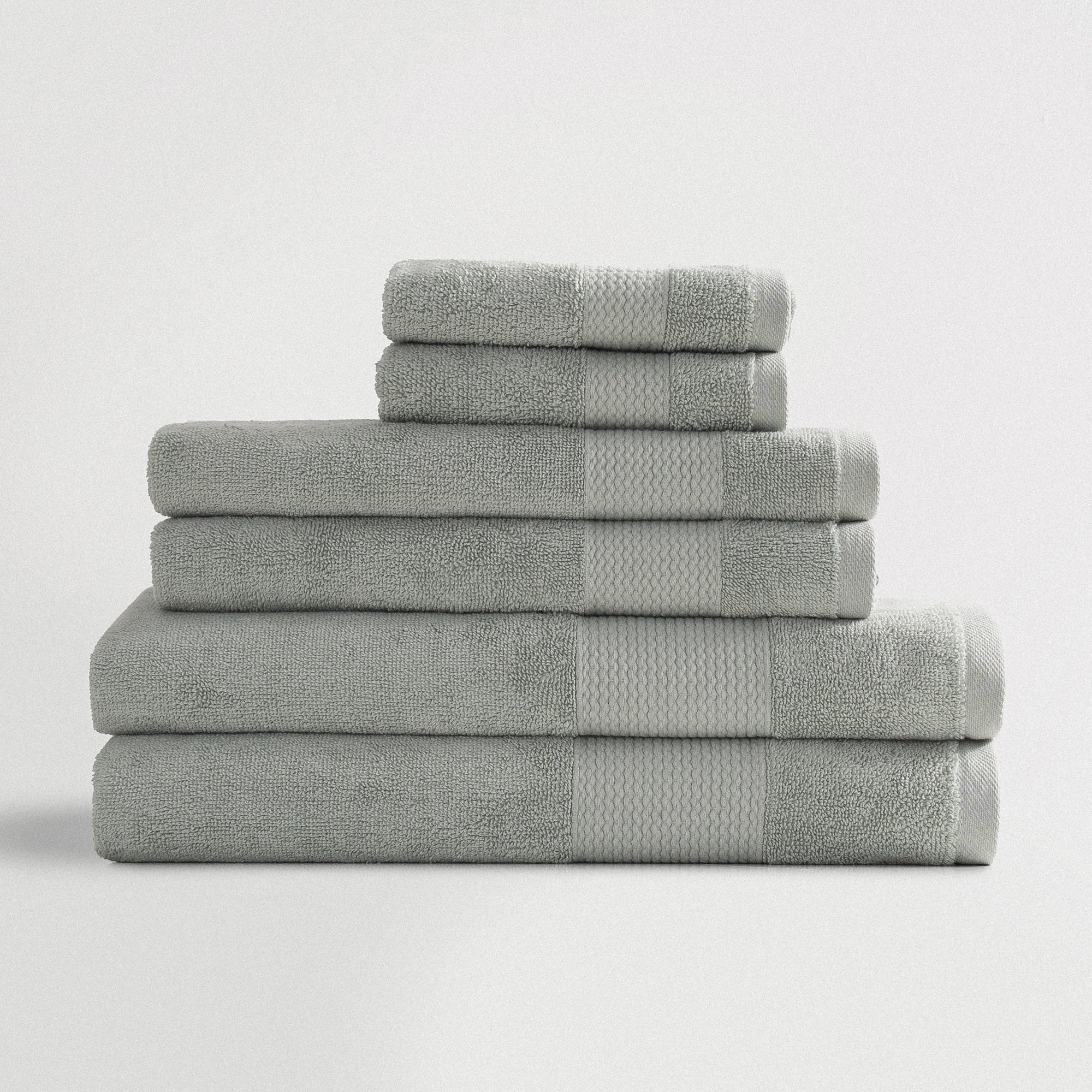Lara Turkish Cotton Bath Towel Set of 6 Green