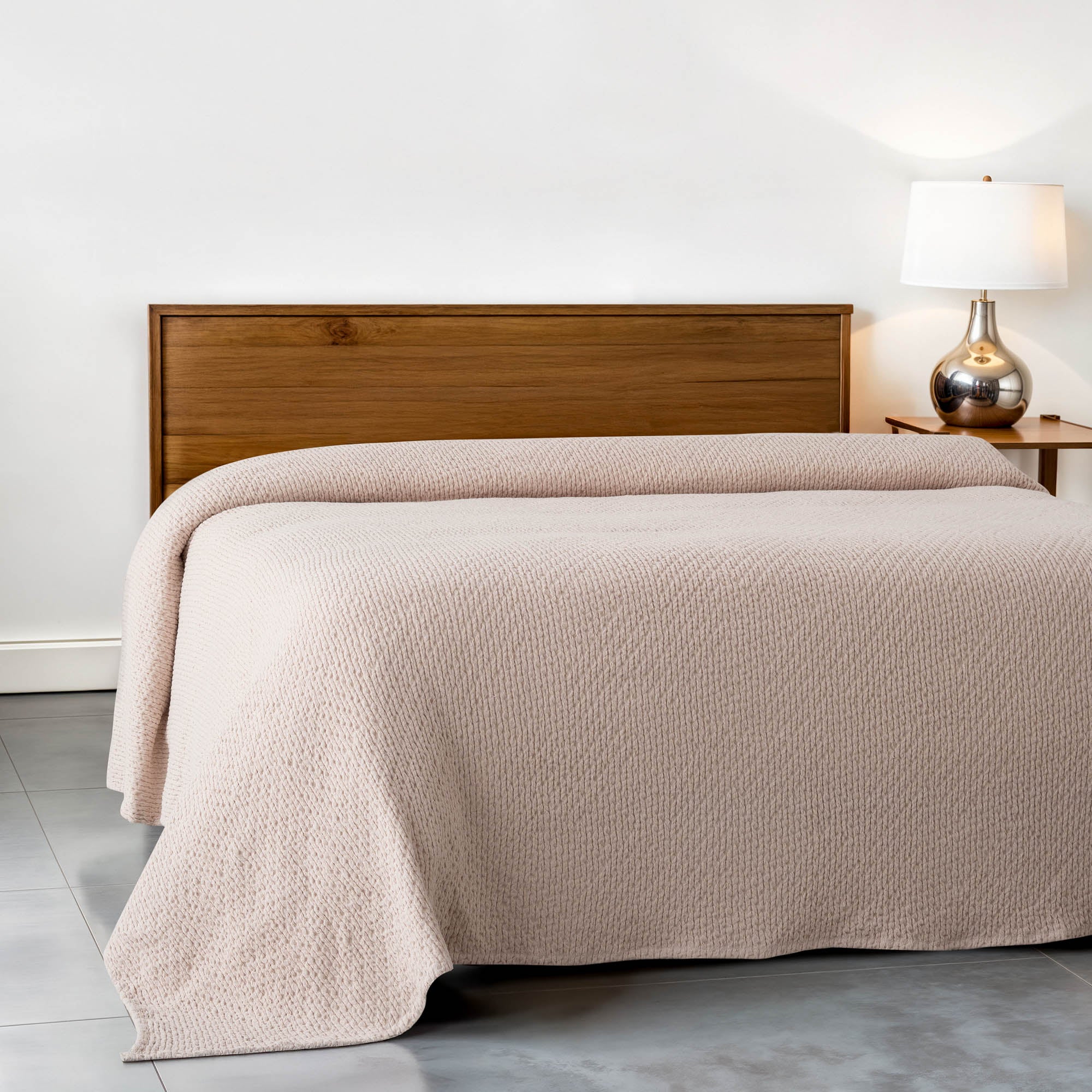 Lara Turkish Cotton Double Pique Bedspread Light Salmon